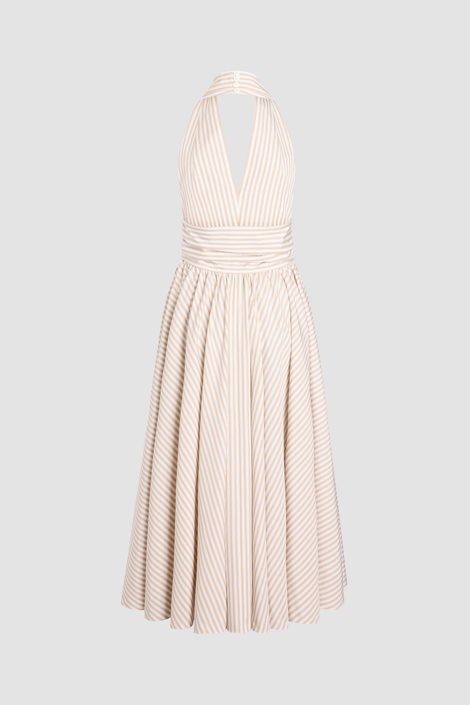 Patou DR243 robe midi rayée coton bio col licou