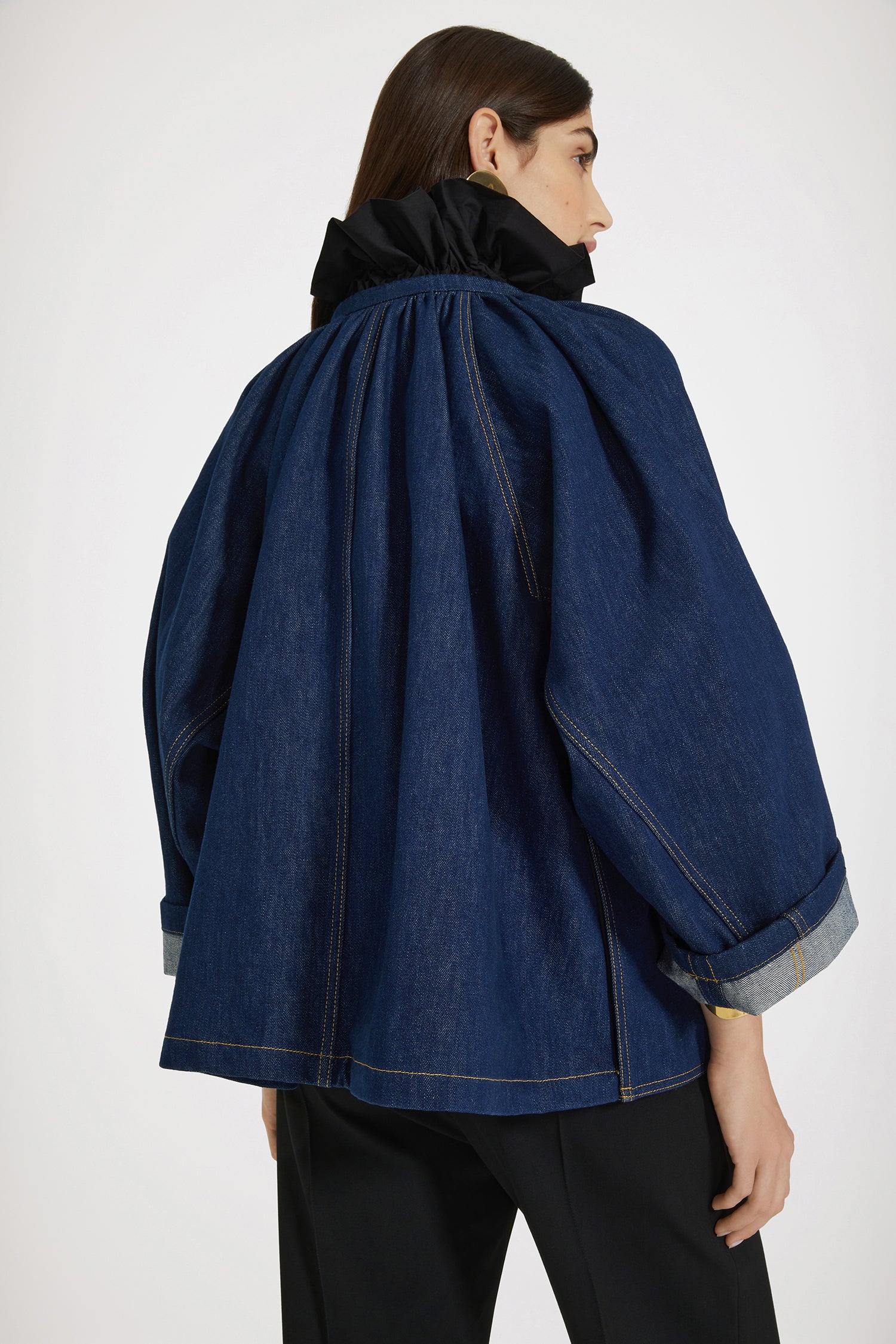Patou P24OU0260008602D veste jean bleu denim bio
