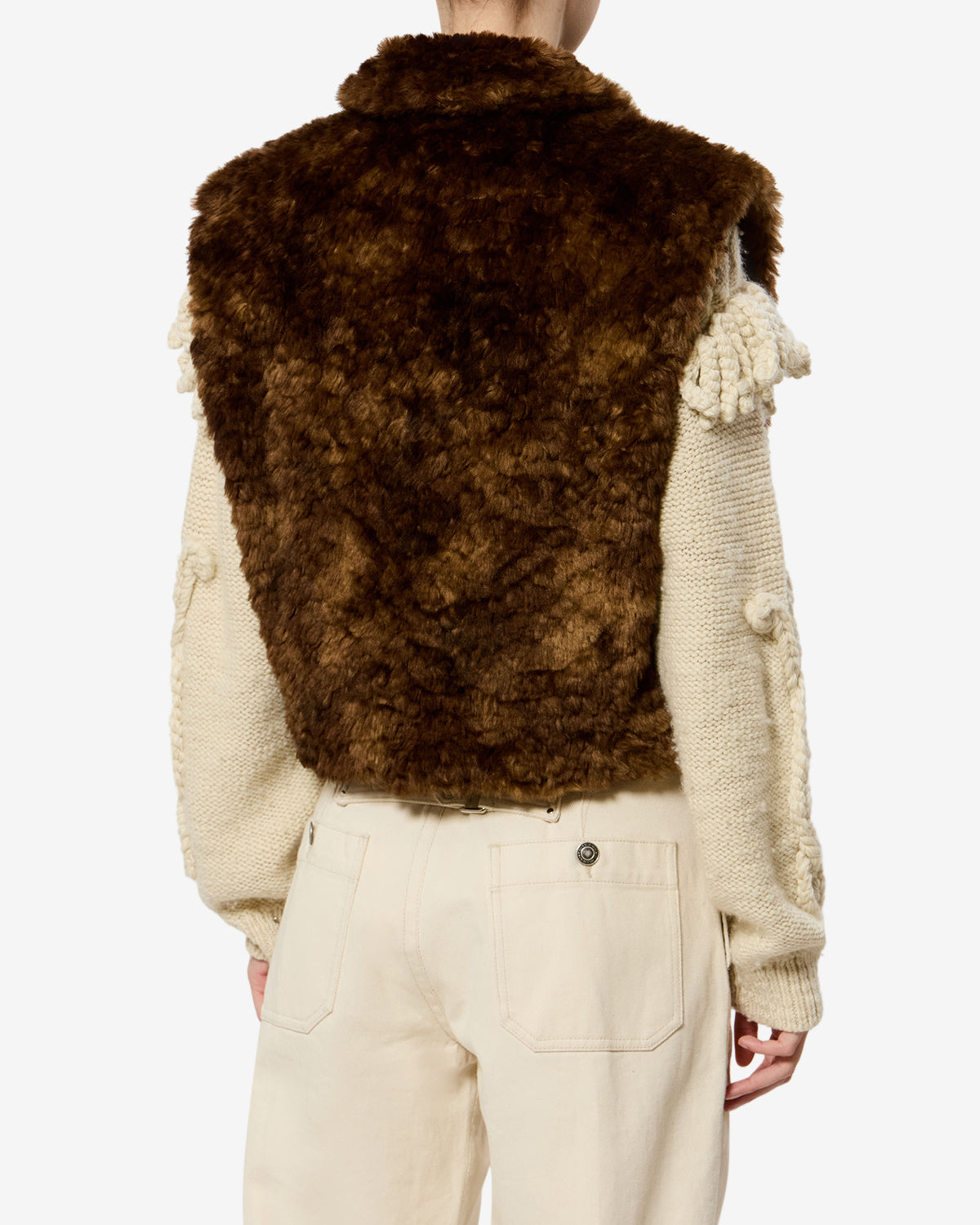 Isabel Marant Jocya gilet fausse fourrure marron T1