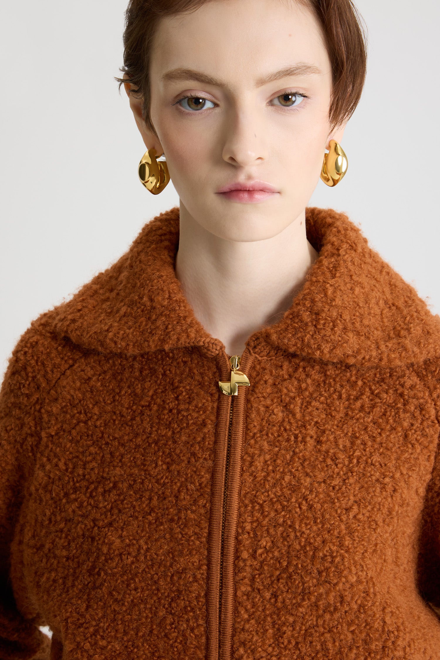 Patou KN289 bomber laine marron Pumpkin Spice bouclé