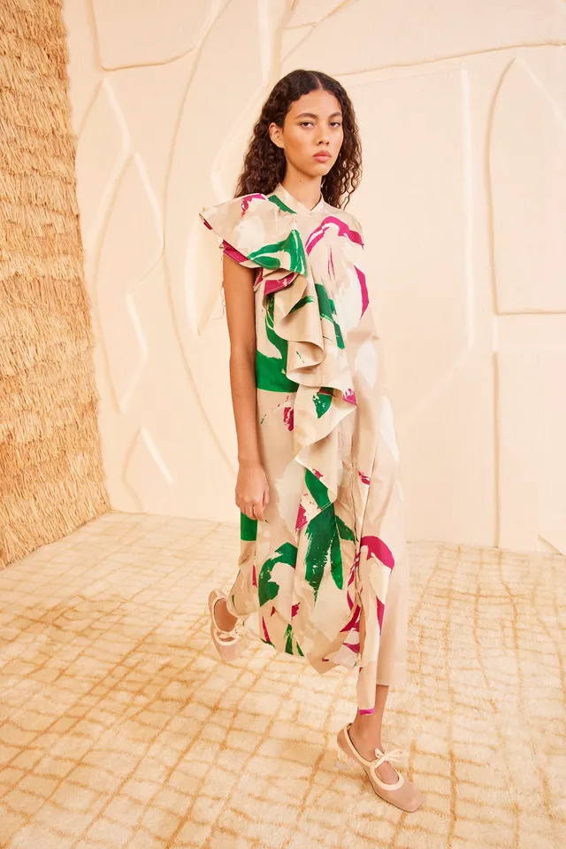 Ulla Johnson Lee Robe Comet Coton Popeline à Volants