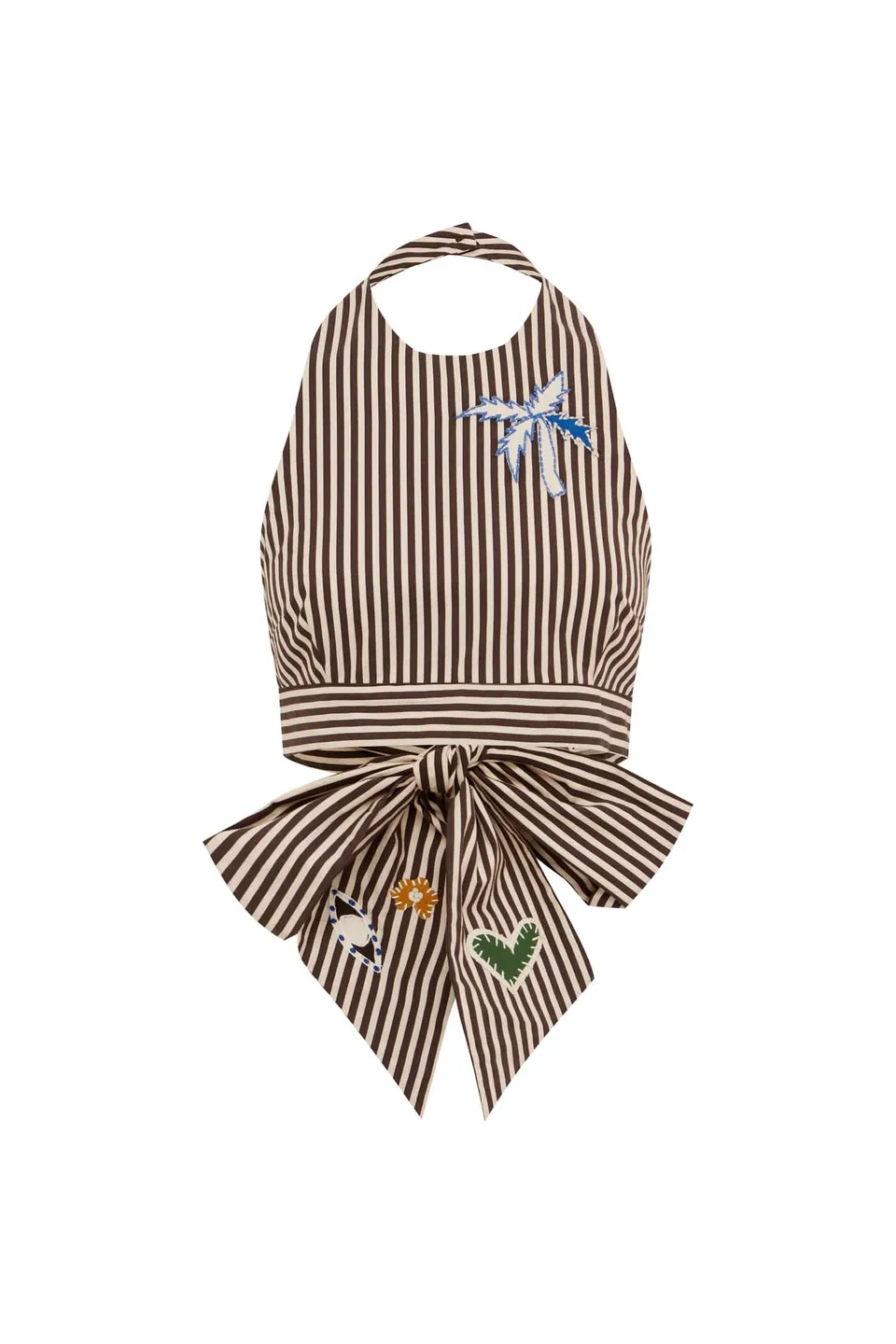 Alemäis Sirocco top halter brodé coton bio rayé
