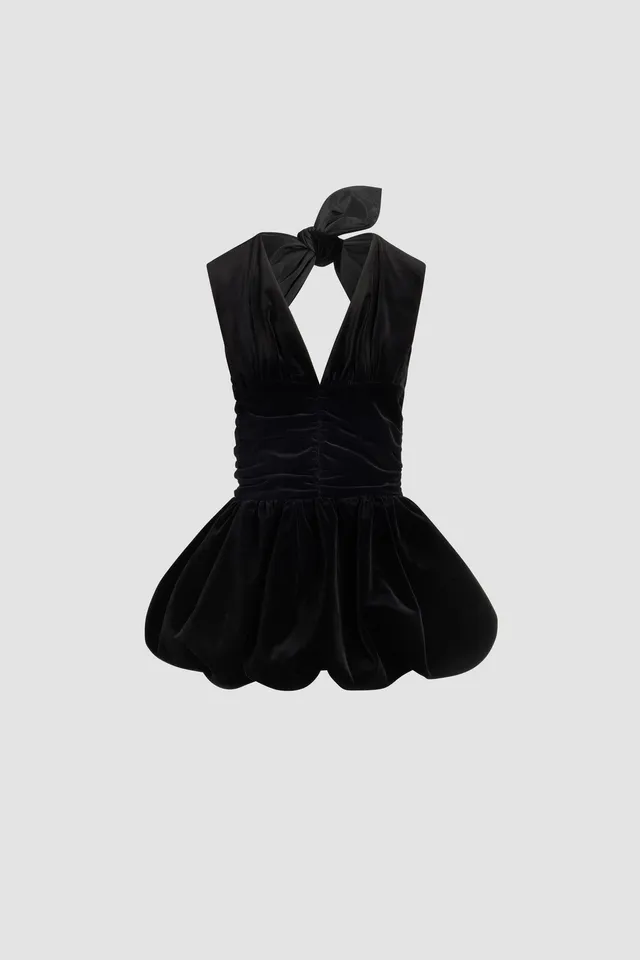 Patou DR214 robe mini dos nu velours coton bio noire