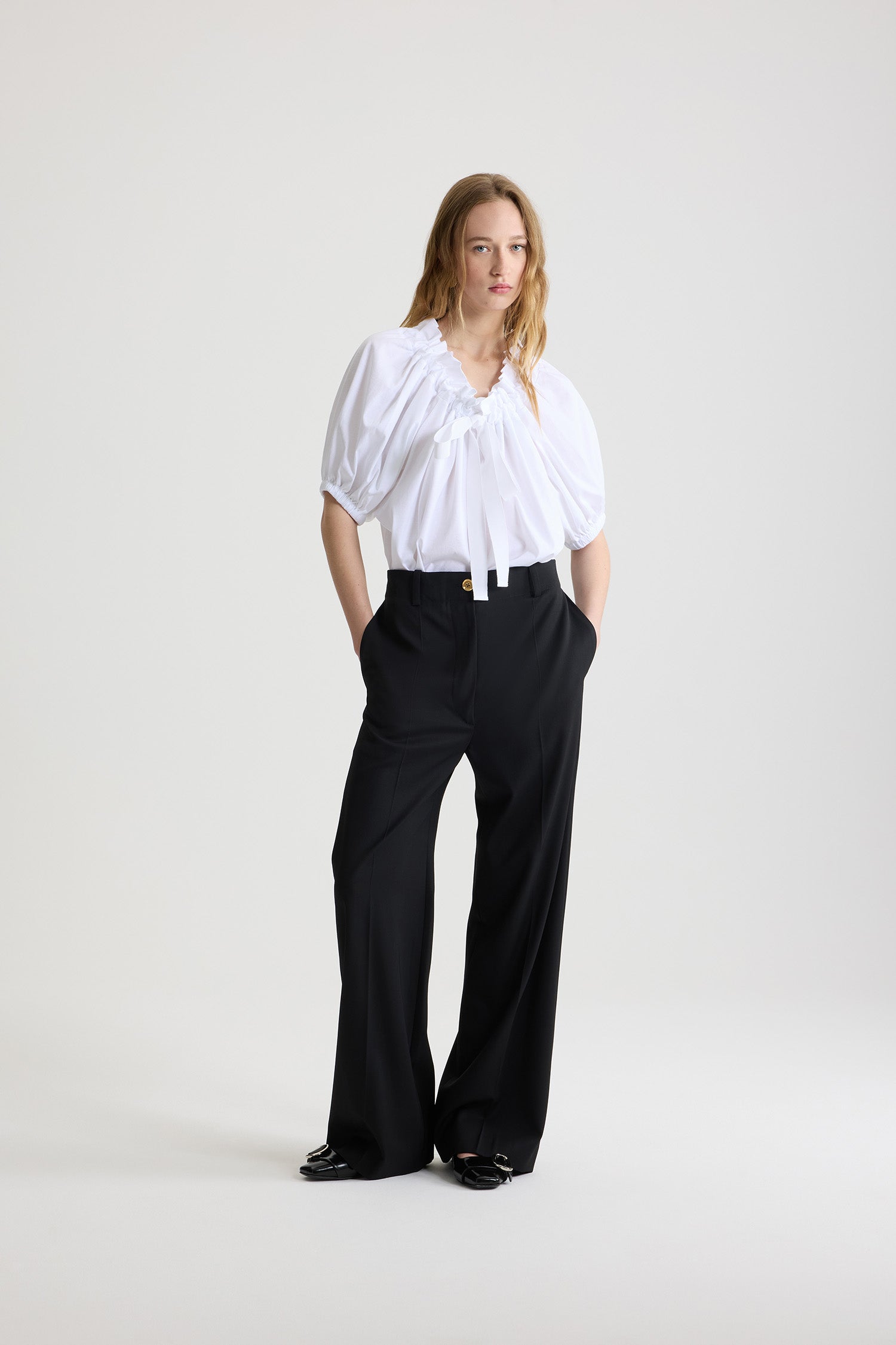 Patou TR002 pantalon laine vierge noir droit