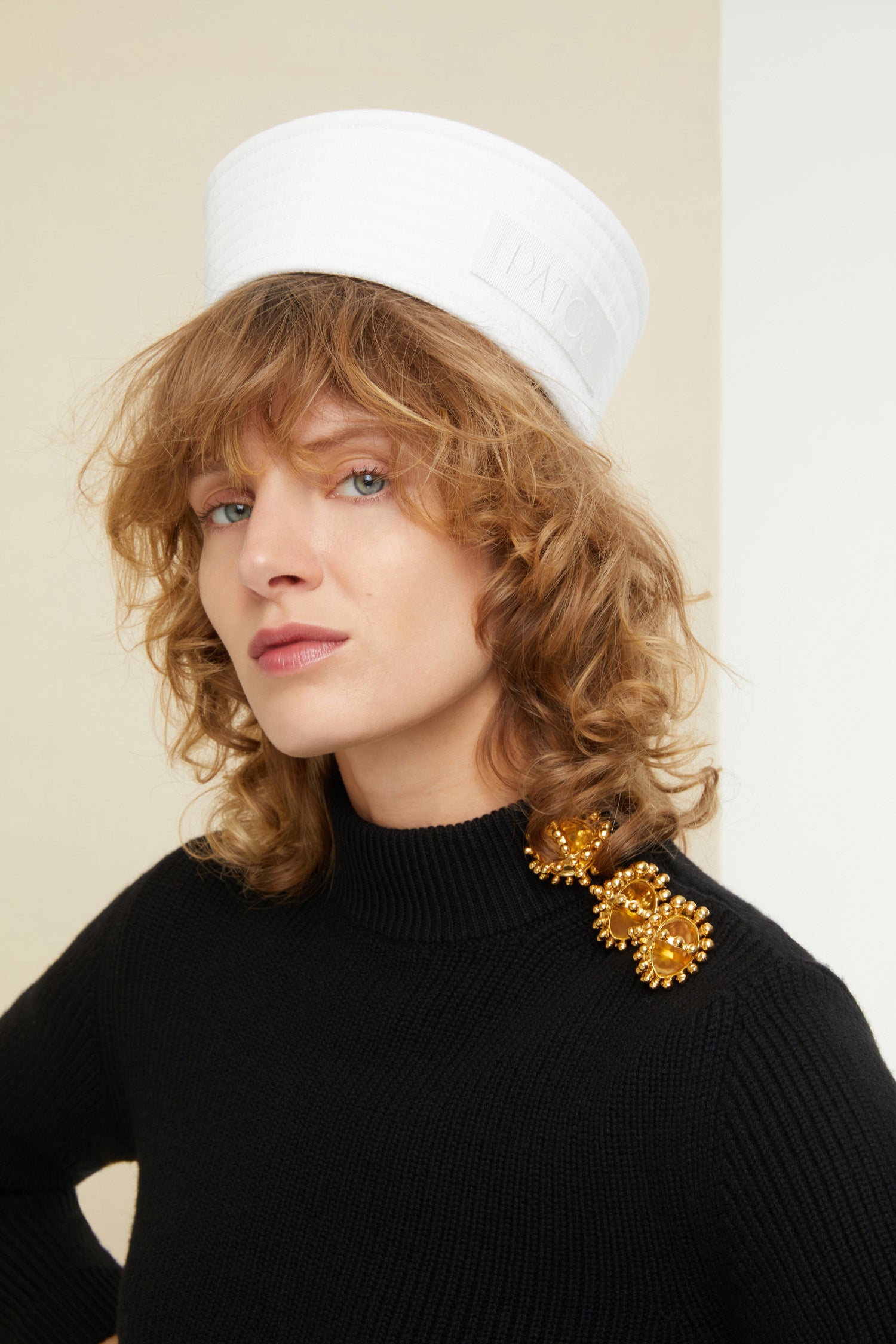Patou KN048 pull marinière laine noire