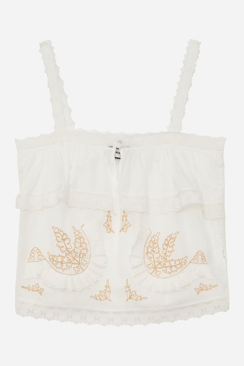 Paul & Joe Top Tylian mousseline coton brodé Marine