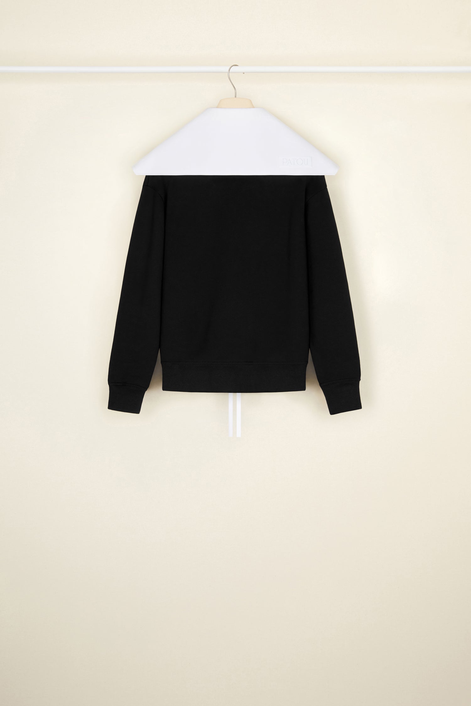 Patou A21JE026 sweat coton bio noir col amovible