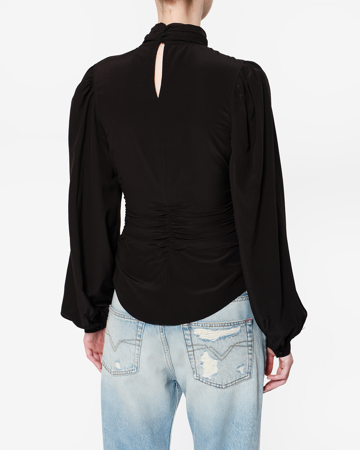 Isabel Marant Depsona blouse soie noir lavallière