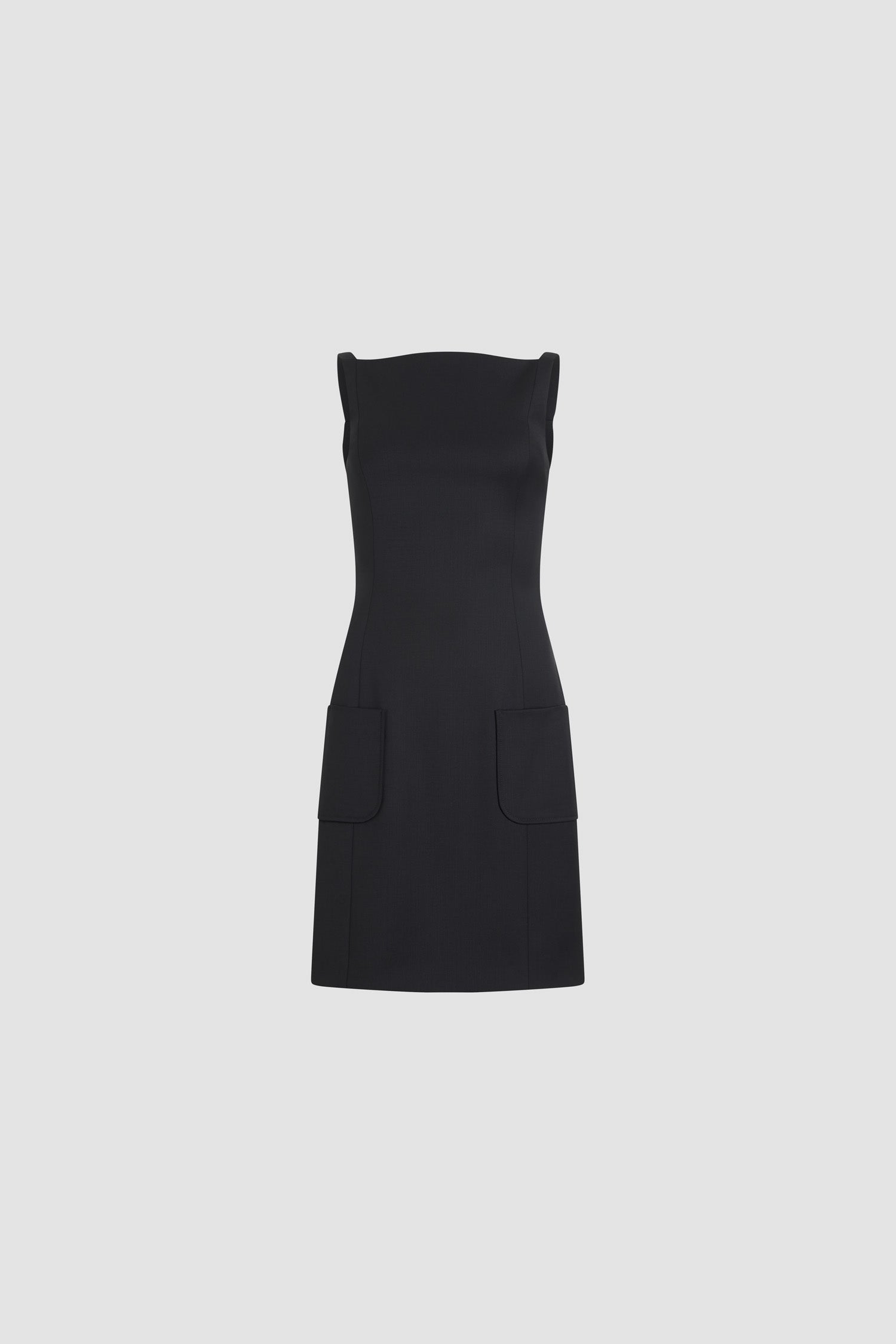 Patou P26DR244 Robe Bustier Fourreau Laine Noire