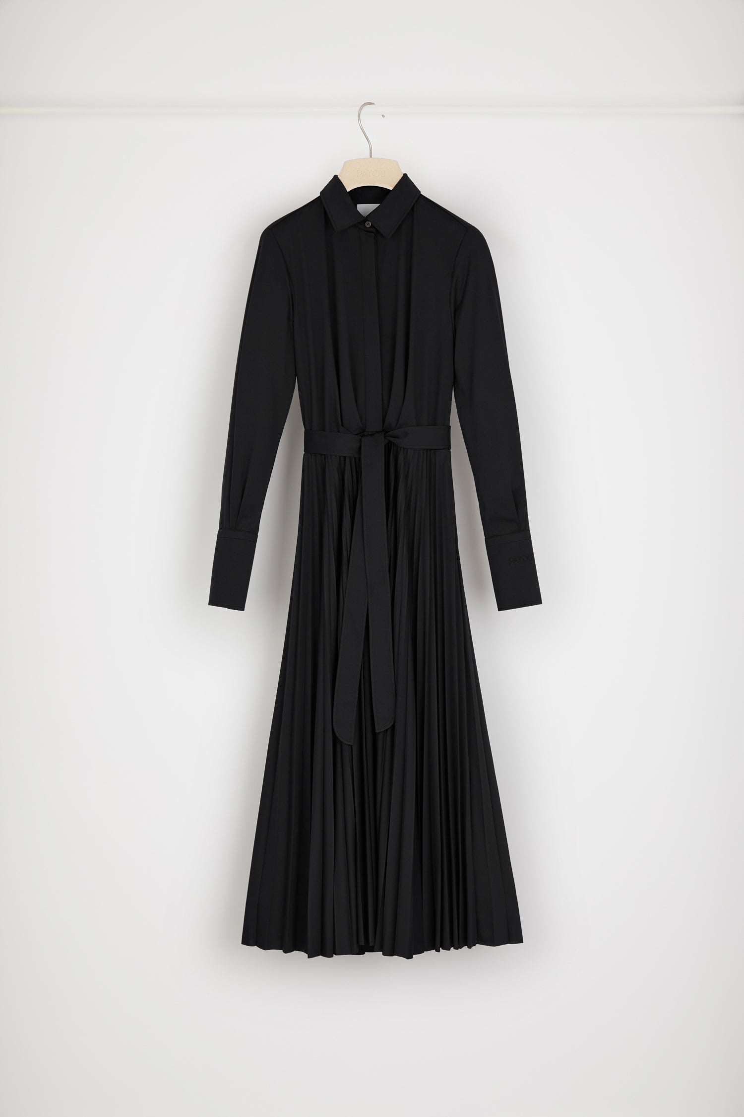 Patou H22DR1020090999B robe maxi plissée noire recyclée