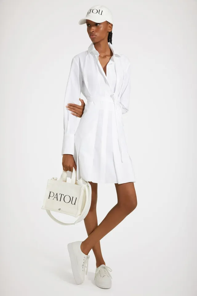 Patou DR106 robe chemise blanche coton bio plissée 34-44
