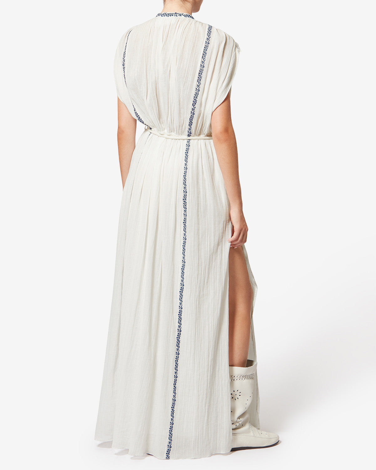 Isabel Marant Liviane robe longue écru et bleu gaze coton