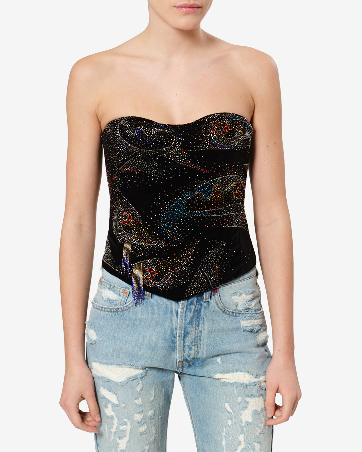 Isabel Marant Jiska HT0978FA top bustier noir brodé