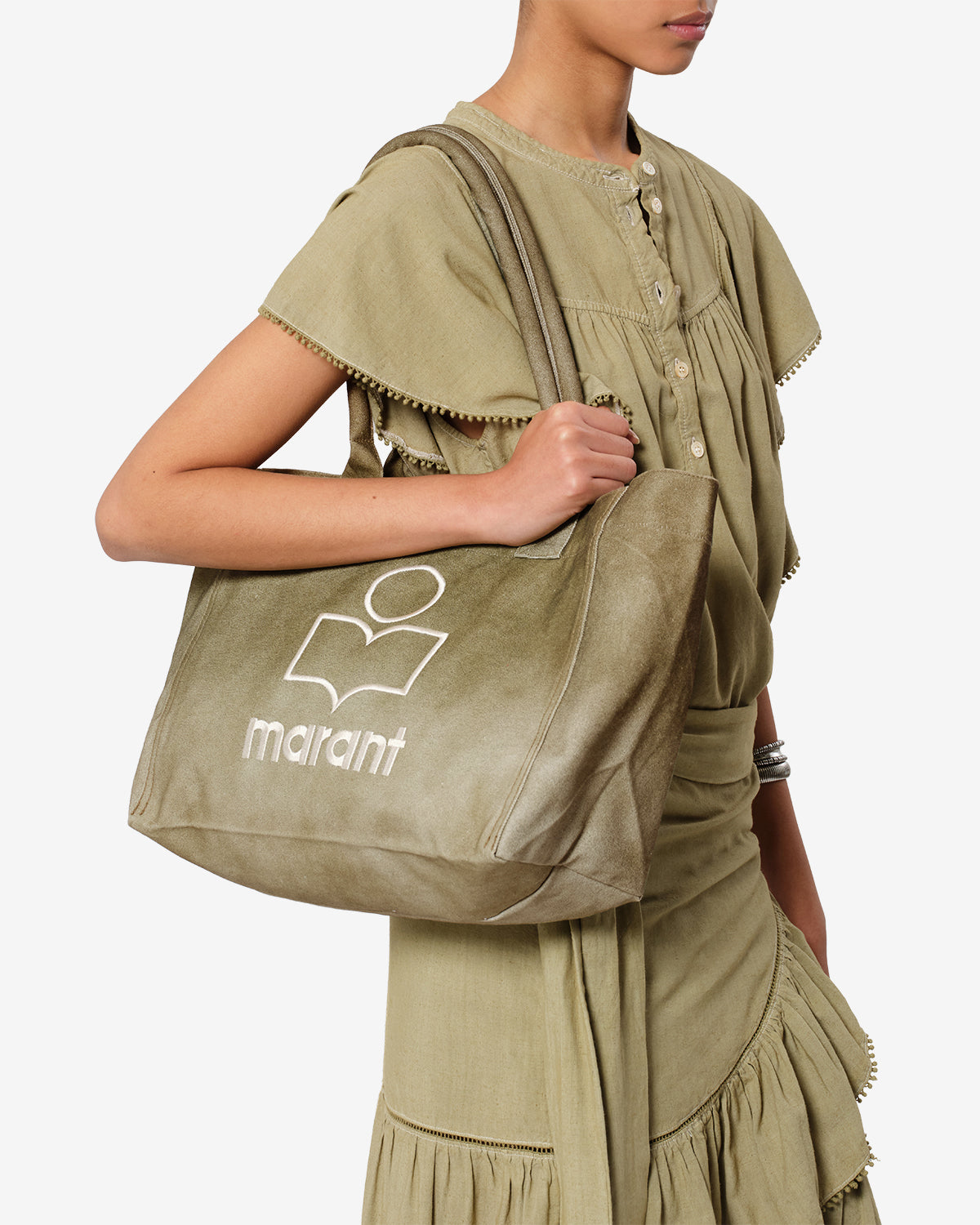 Isabel Marant Yenky Zipped sac cabas kaki 34x27 cm