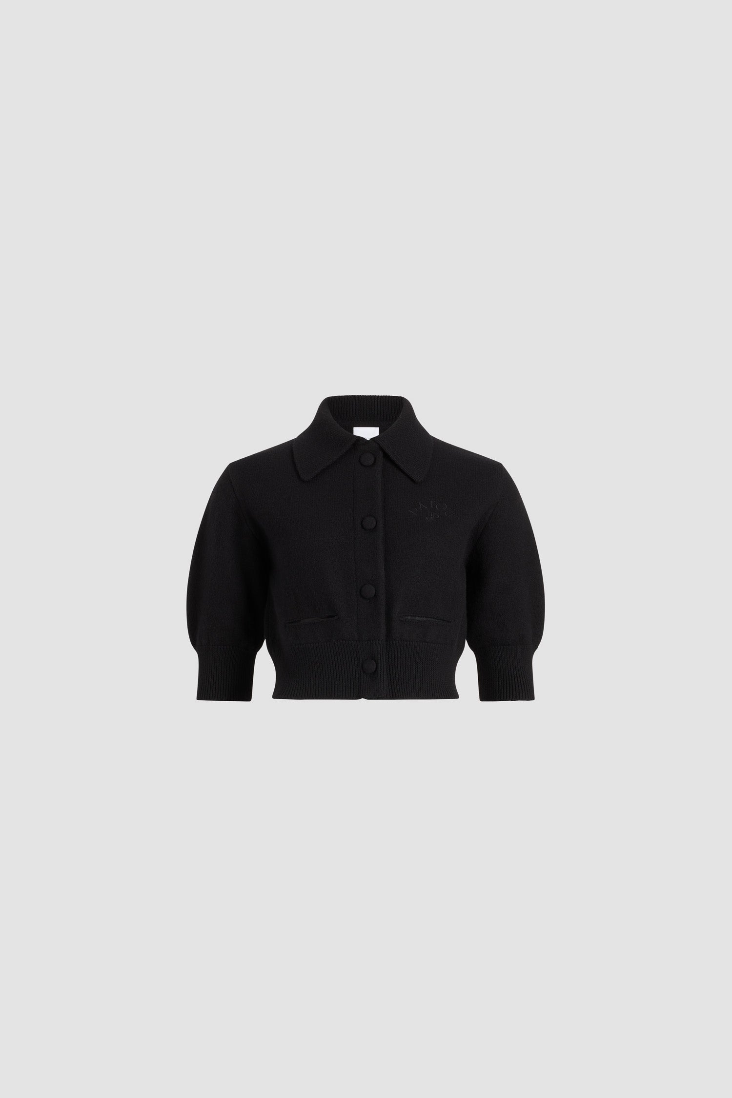 Patou KN290 cardigan court Black laine mérinos XS-XL