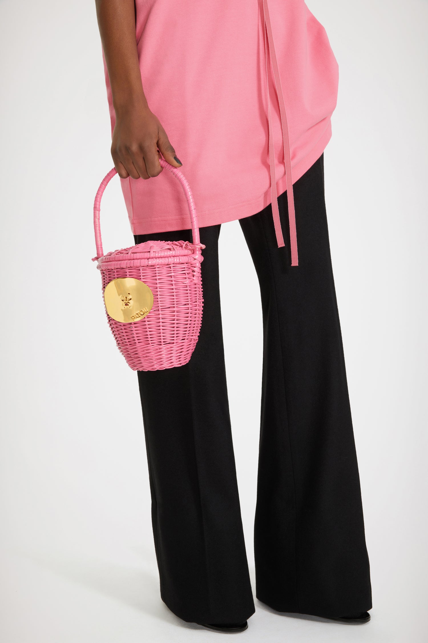 Patou AC003 sac seau osier rose Darling Pink