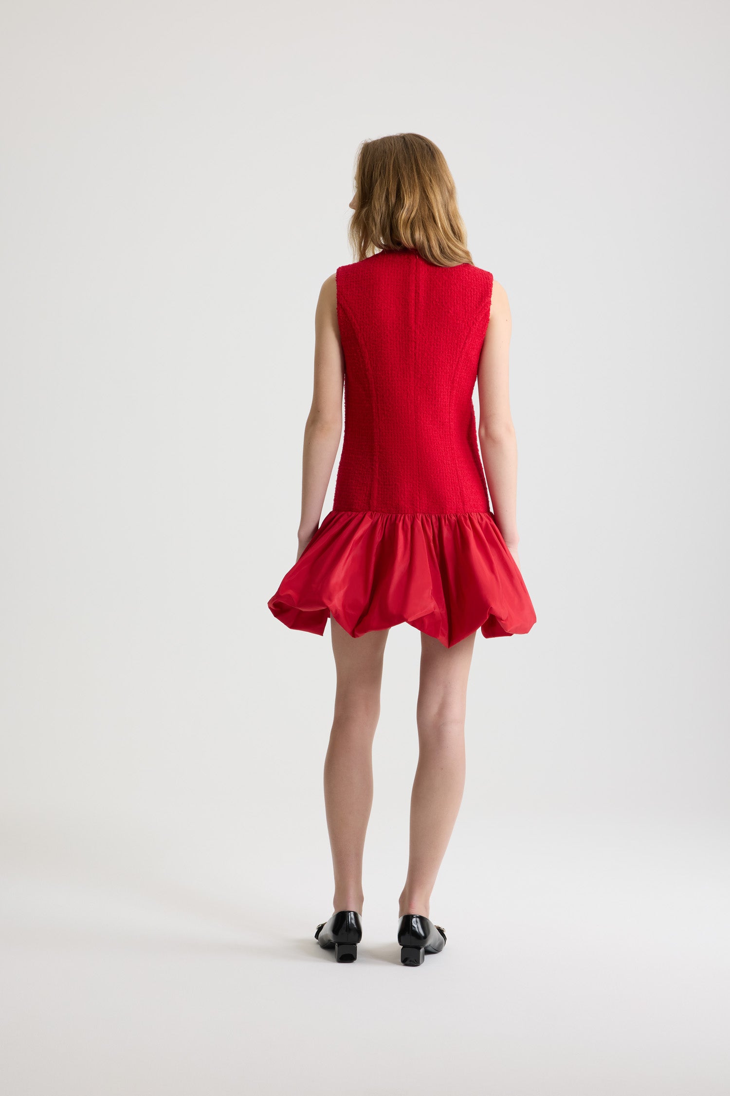 Patou H25DR2050223312R robe rouge tweed laine Scarlet