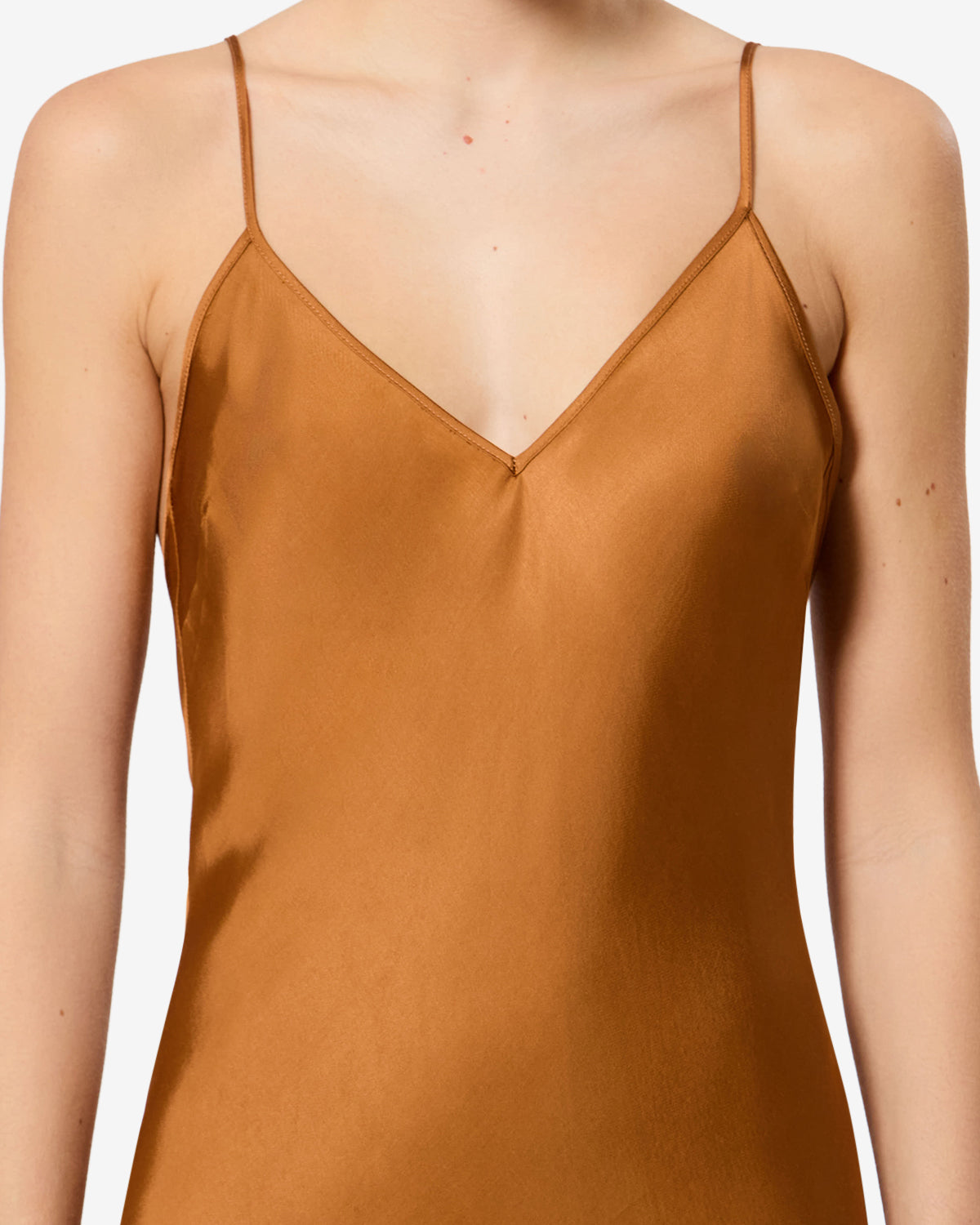 Isabel Marant Nevana robe satin caramel longue fente