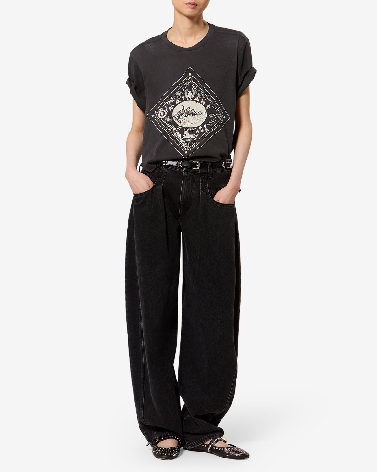 Isabel Marant Zewel T-shirt coton noir délavé
