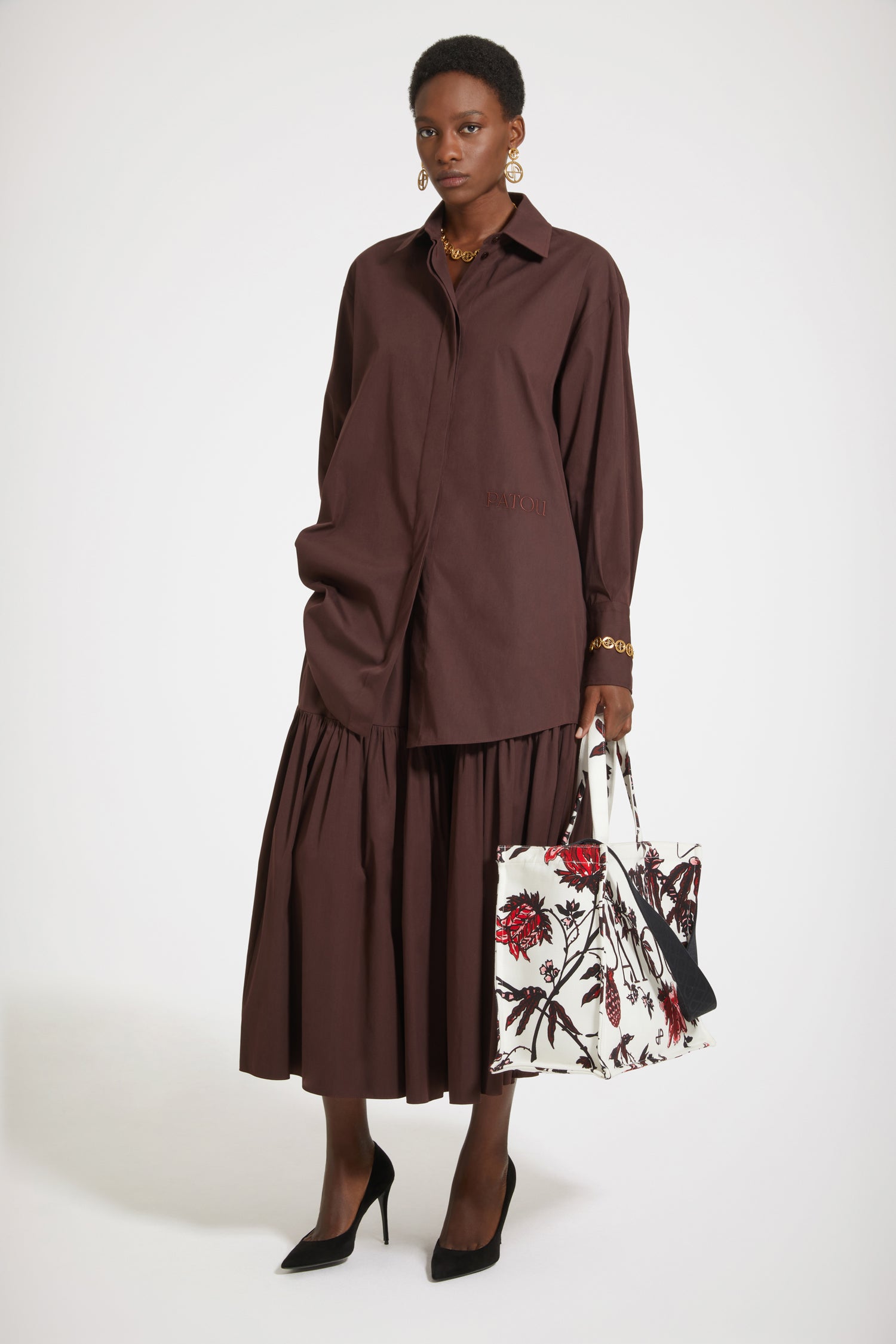 Patou Skirts SK0480017804B jupe midi coton marron