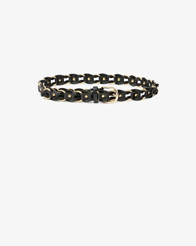 Isabel Marant Bali CE266CFA ceinture cuir noir et doré 3 cm