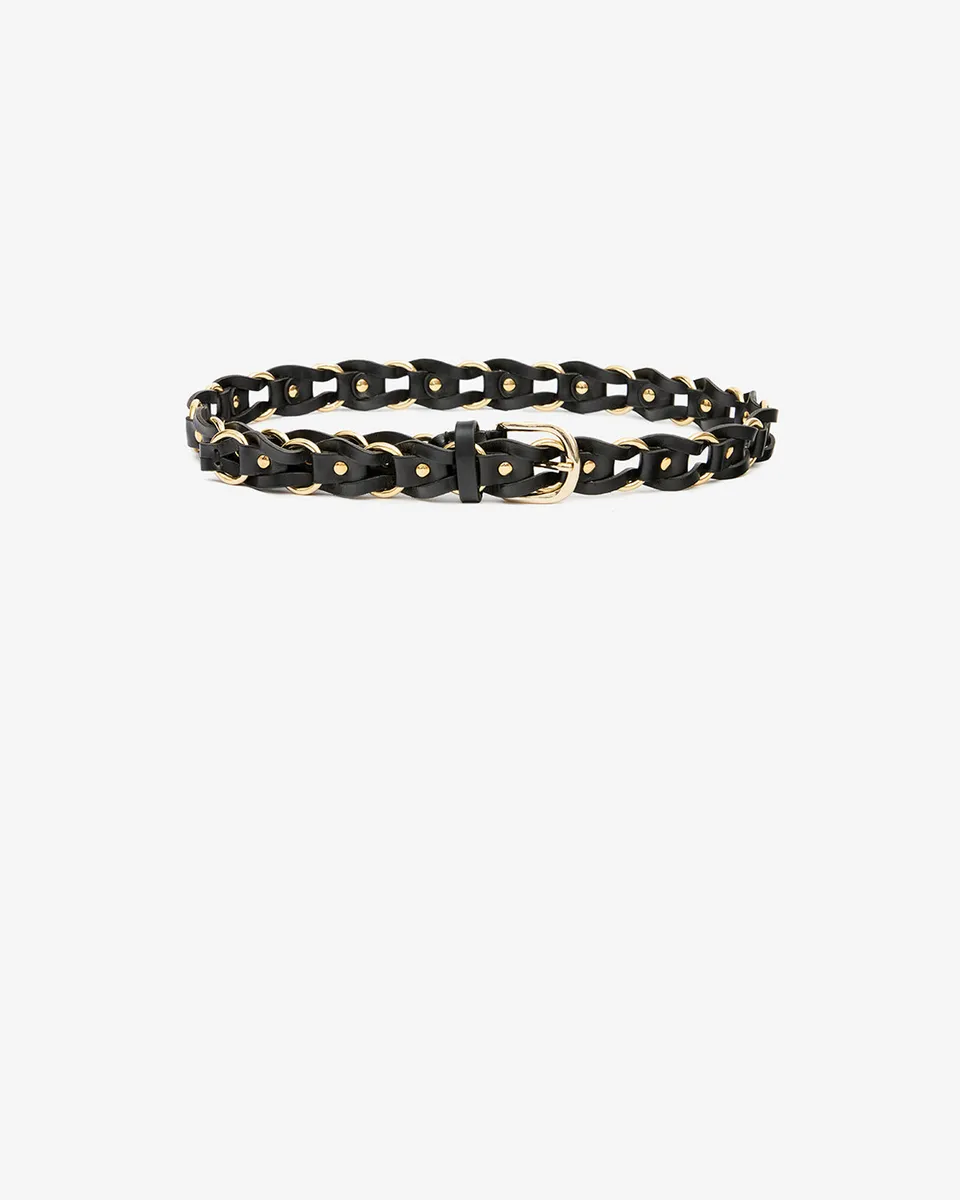 Isabel Marant Bali CE266CFA ceinture cuir noir et doré 3 cm