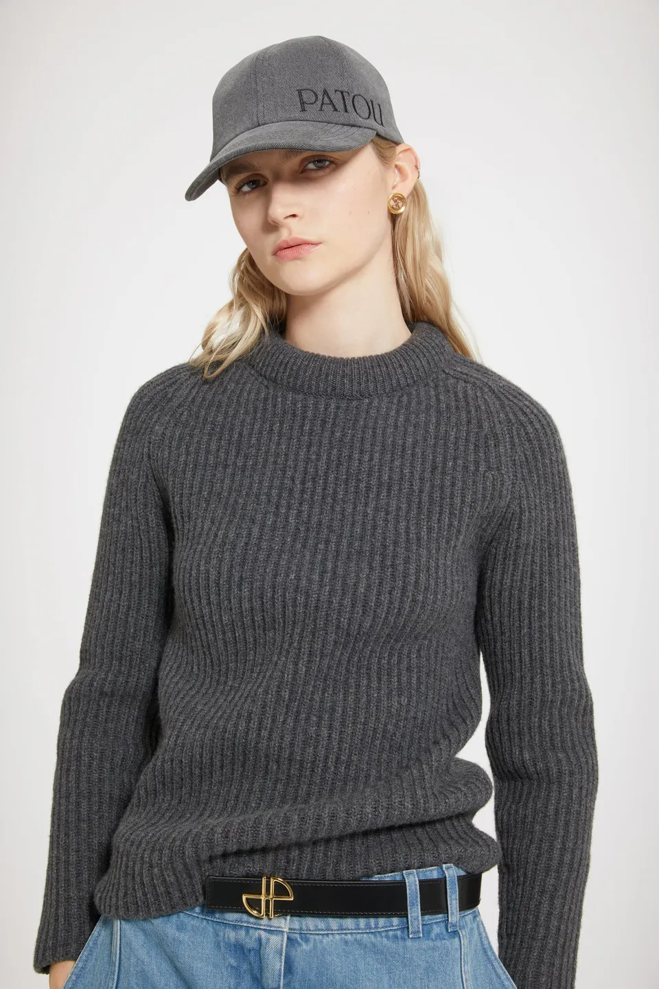 Patou KN140 pull gris laine cachemire