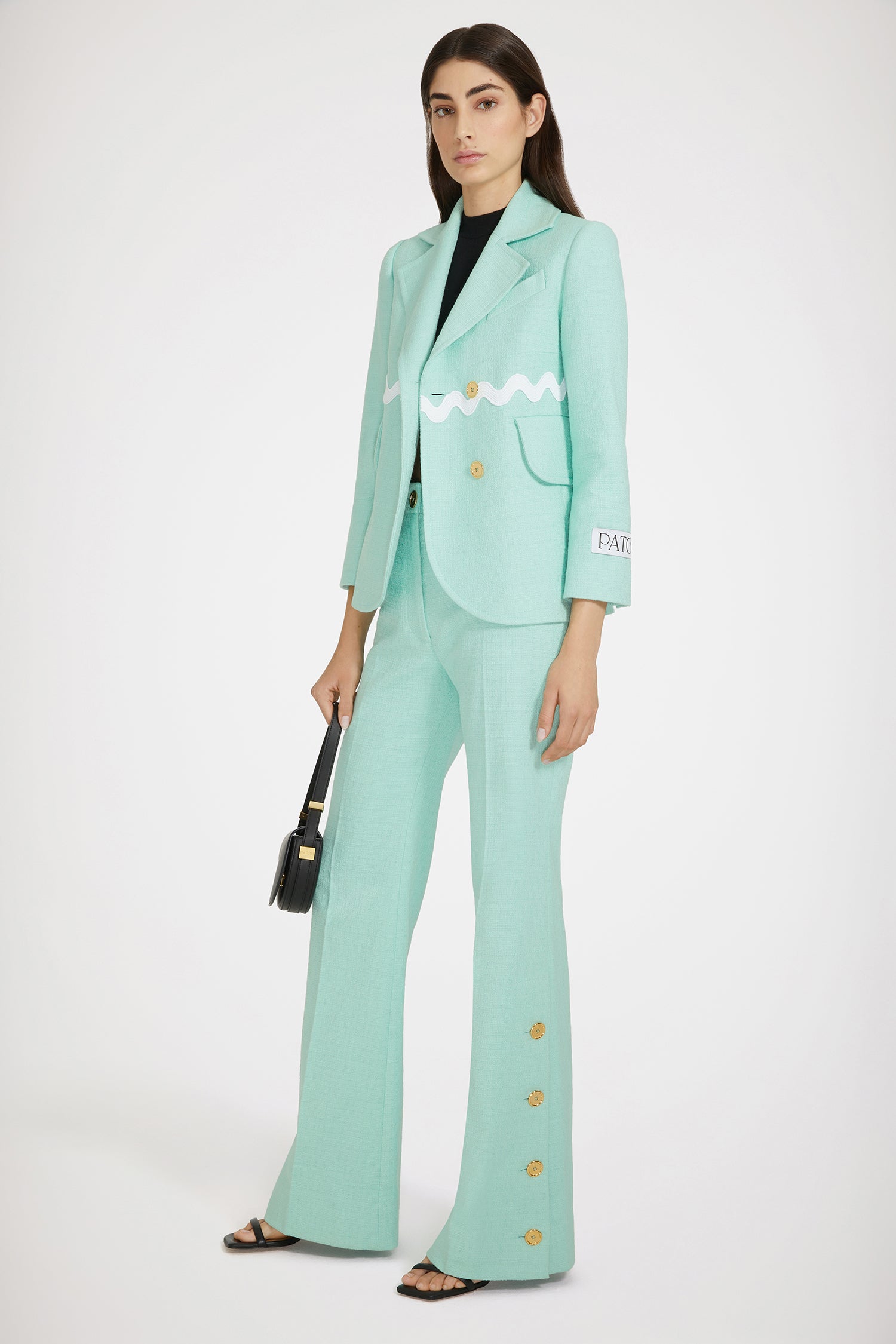 Patou JA035 veste tailleur tweed coton menthe