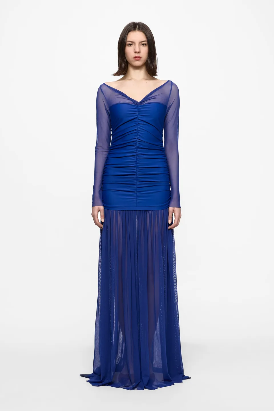 ATU Body Couture Ruched Tulle Gown robe bleue taille S