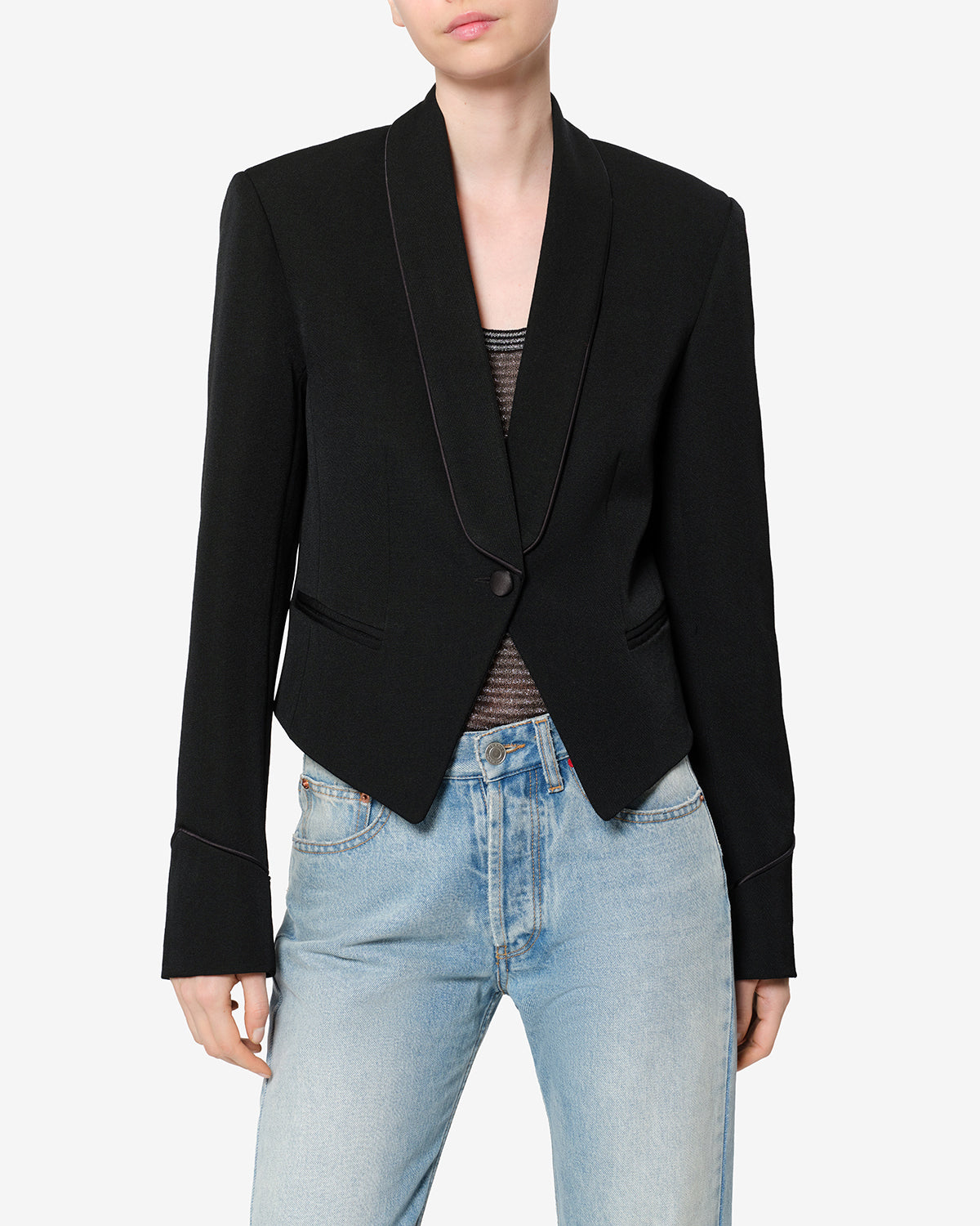 Isabel Marant Pialena VE0797FA-D4E02I veste laine noire satin