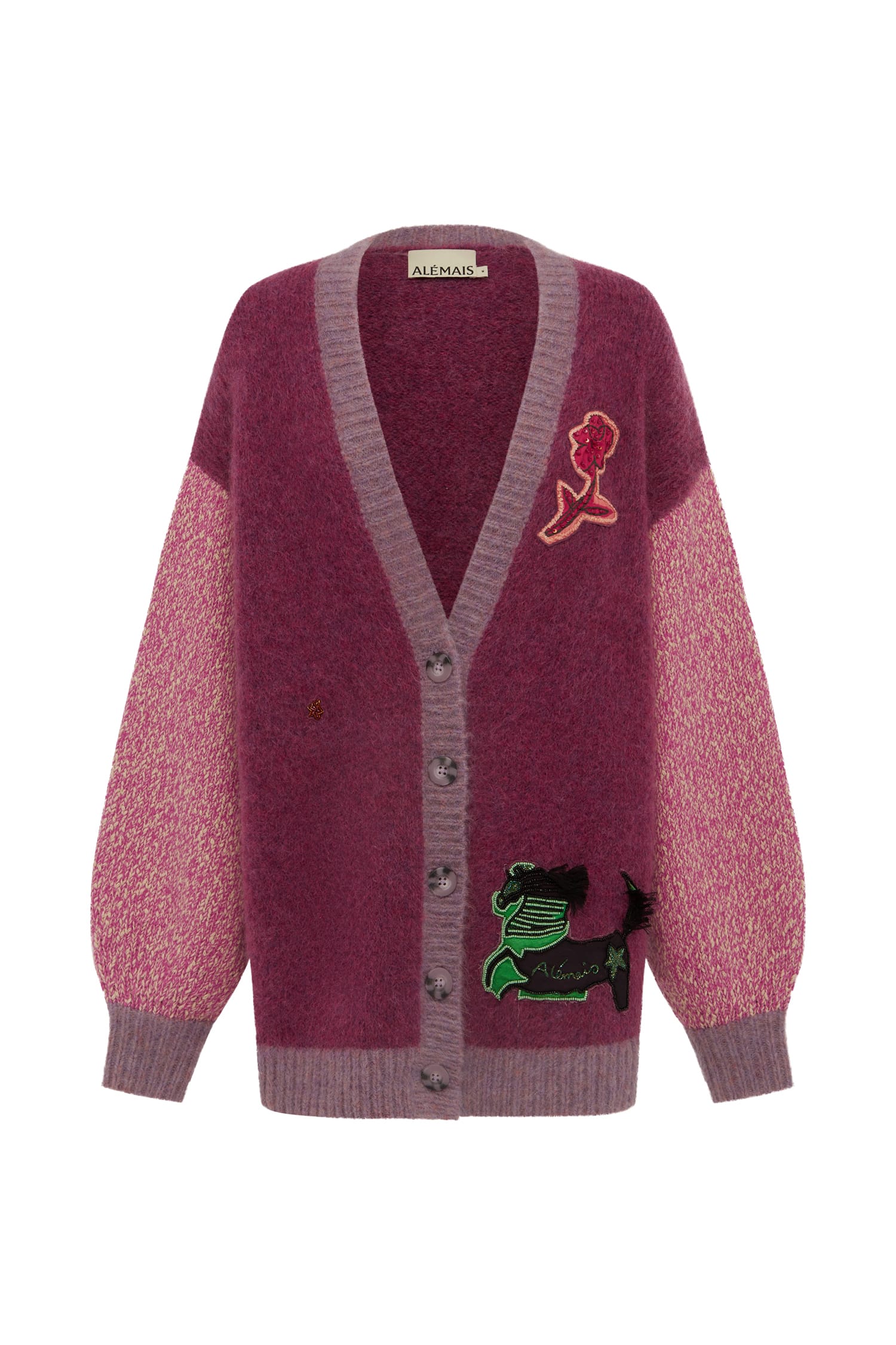 Alemäis Mlak cardigan maille mohair alpaga brodé