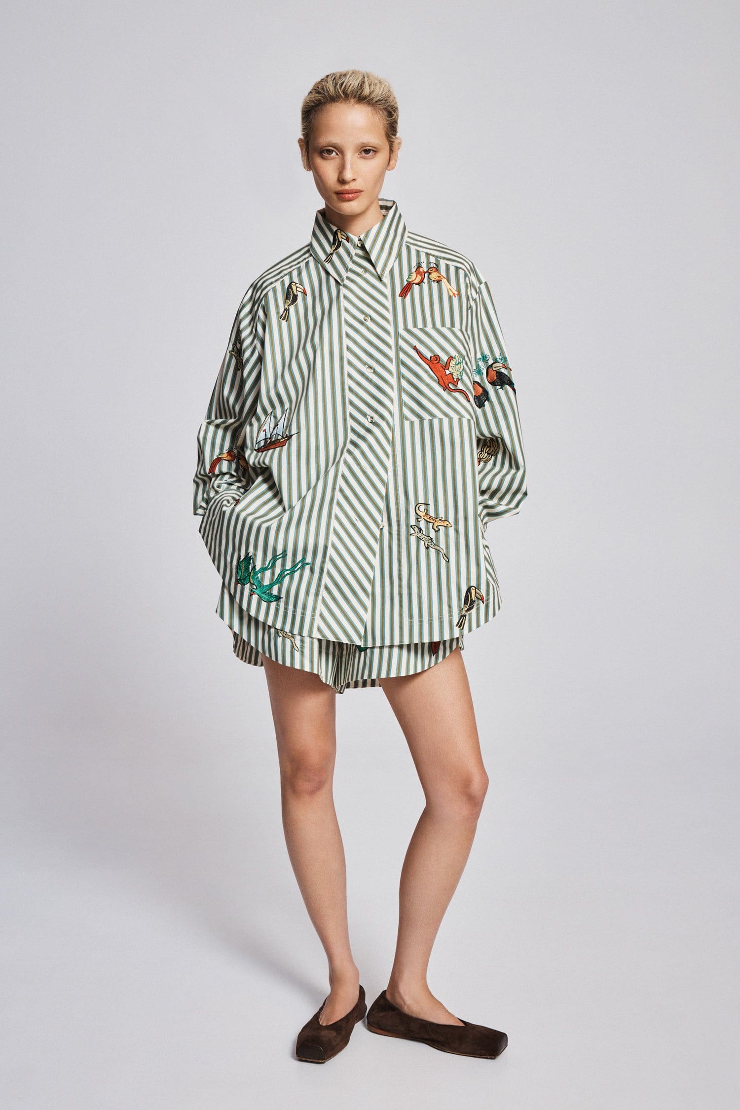 Alemäis Bisou chemise brodée coton bio rayée