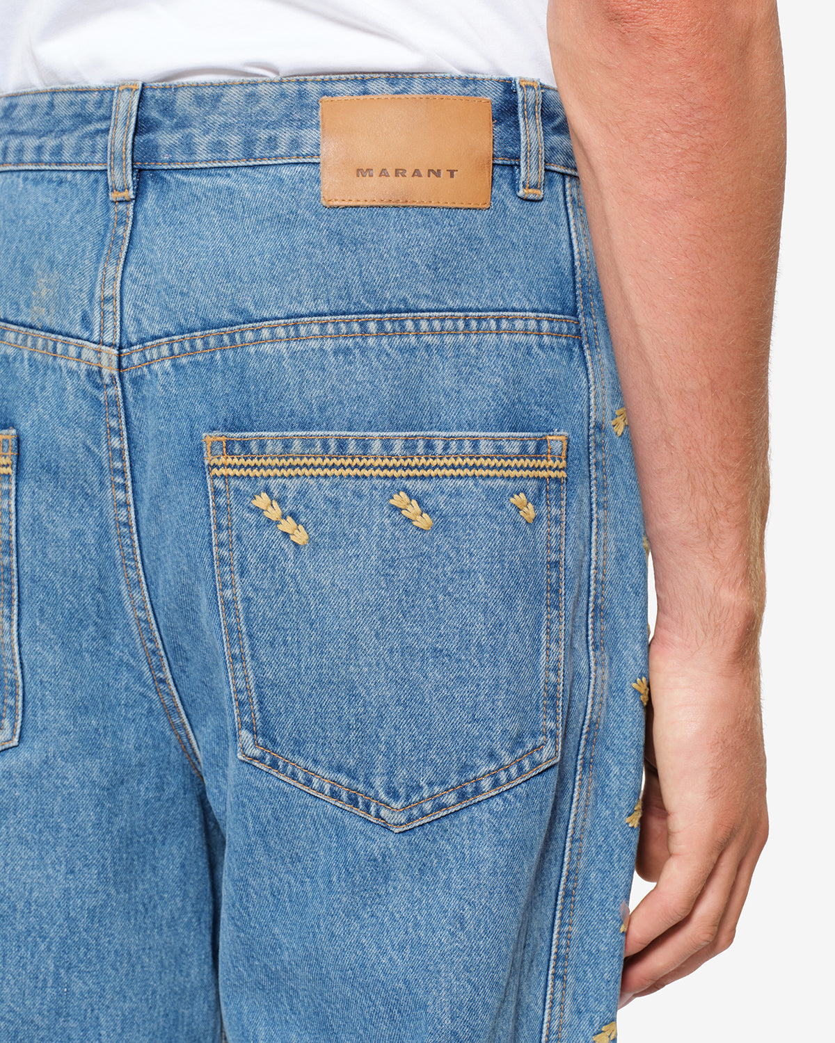 Isabel Marant Jorian jean bleu clair 27 barrel brodé