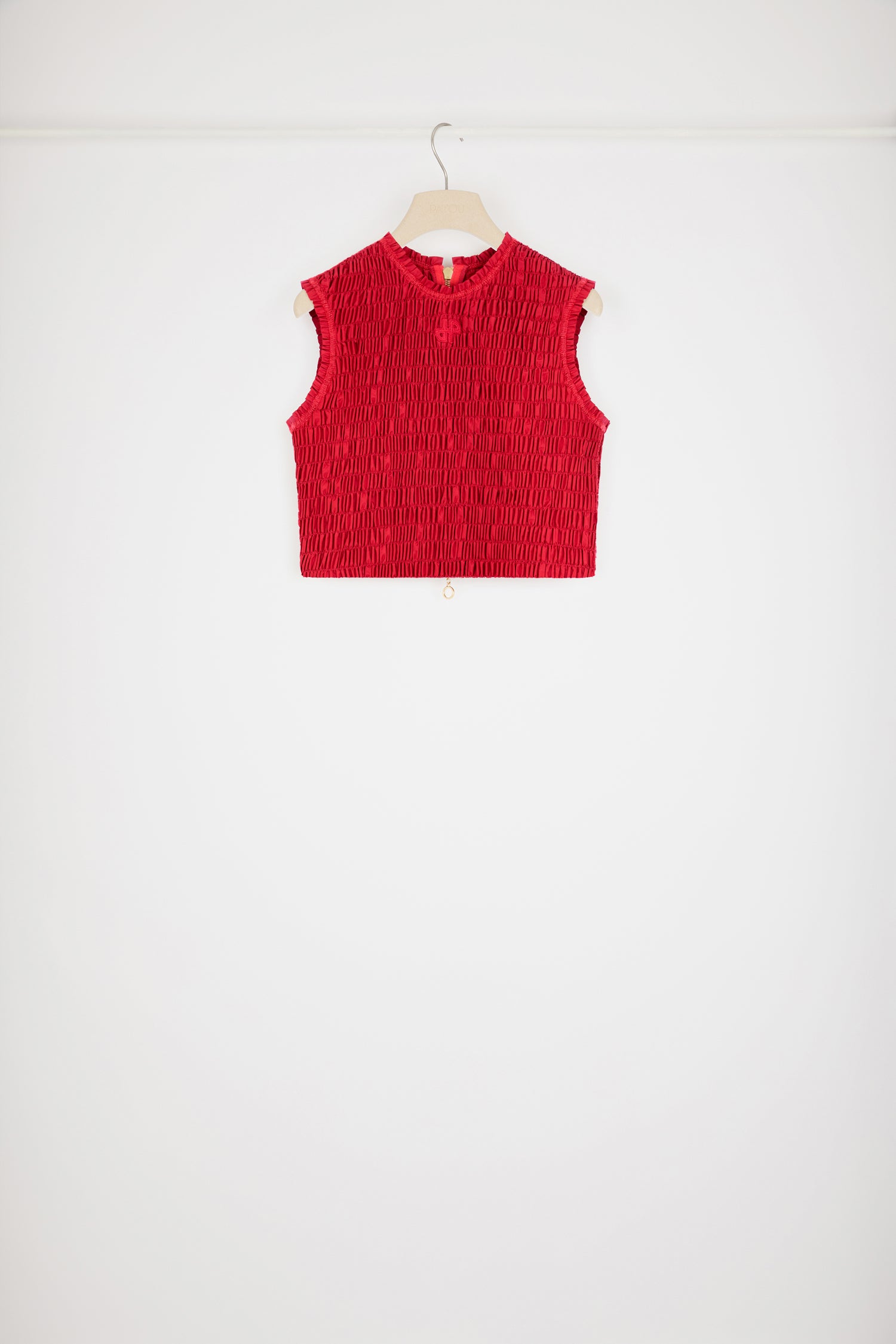 Patou TO037 crop top smocké faille rouge 34 haut