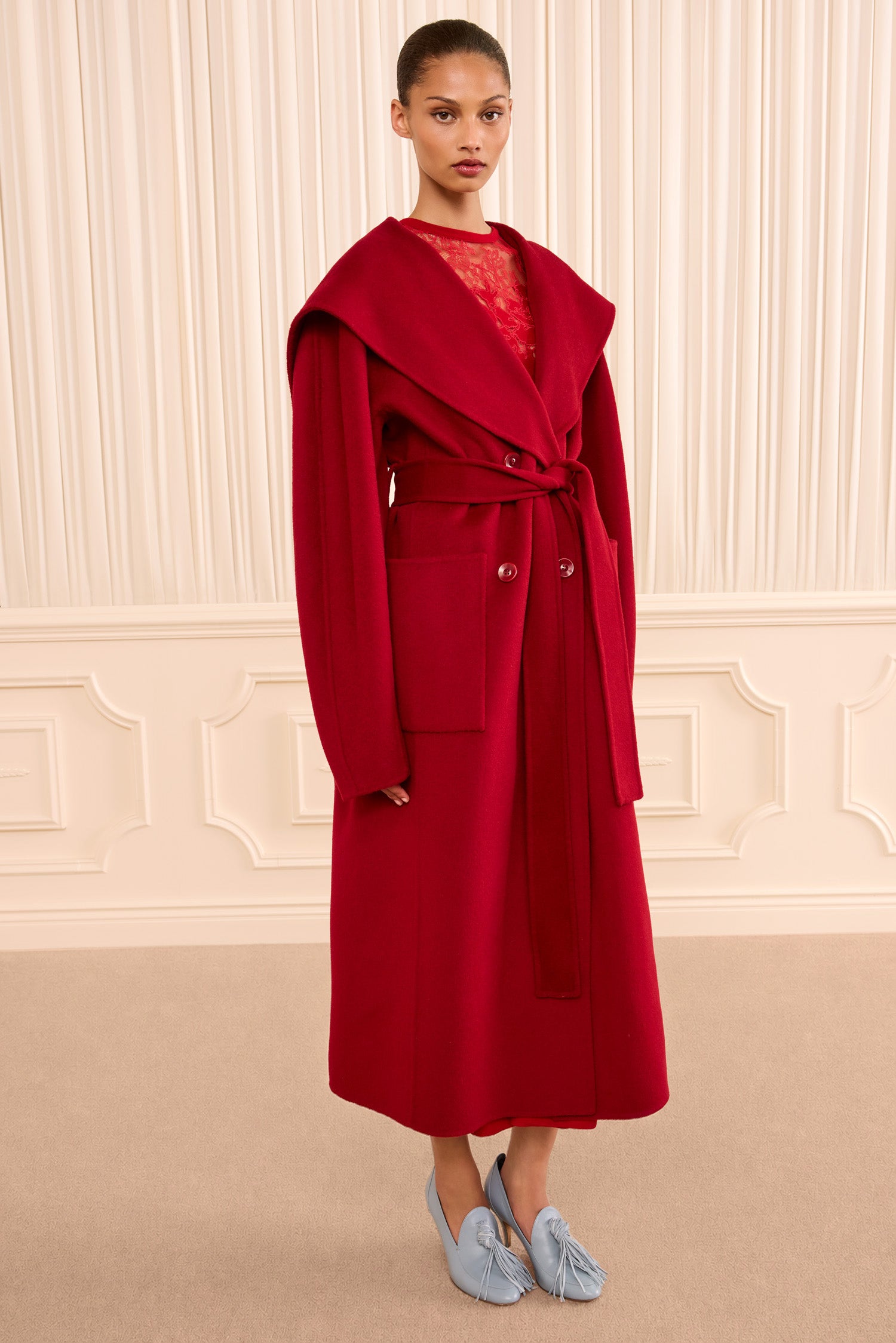 Ulla Johnson Rory manteau laine Cerise long ceinture
