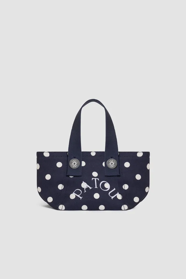 Patou Trapeze AC132 tote bag toile bleu marine pois