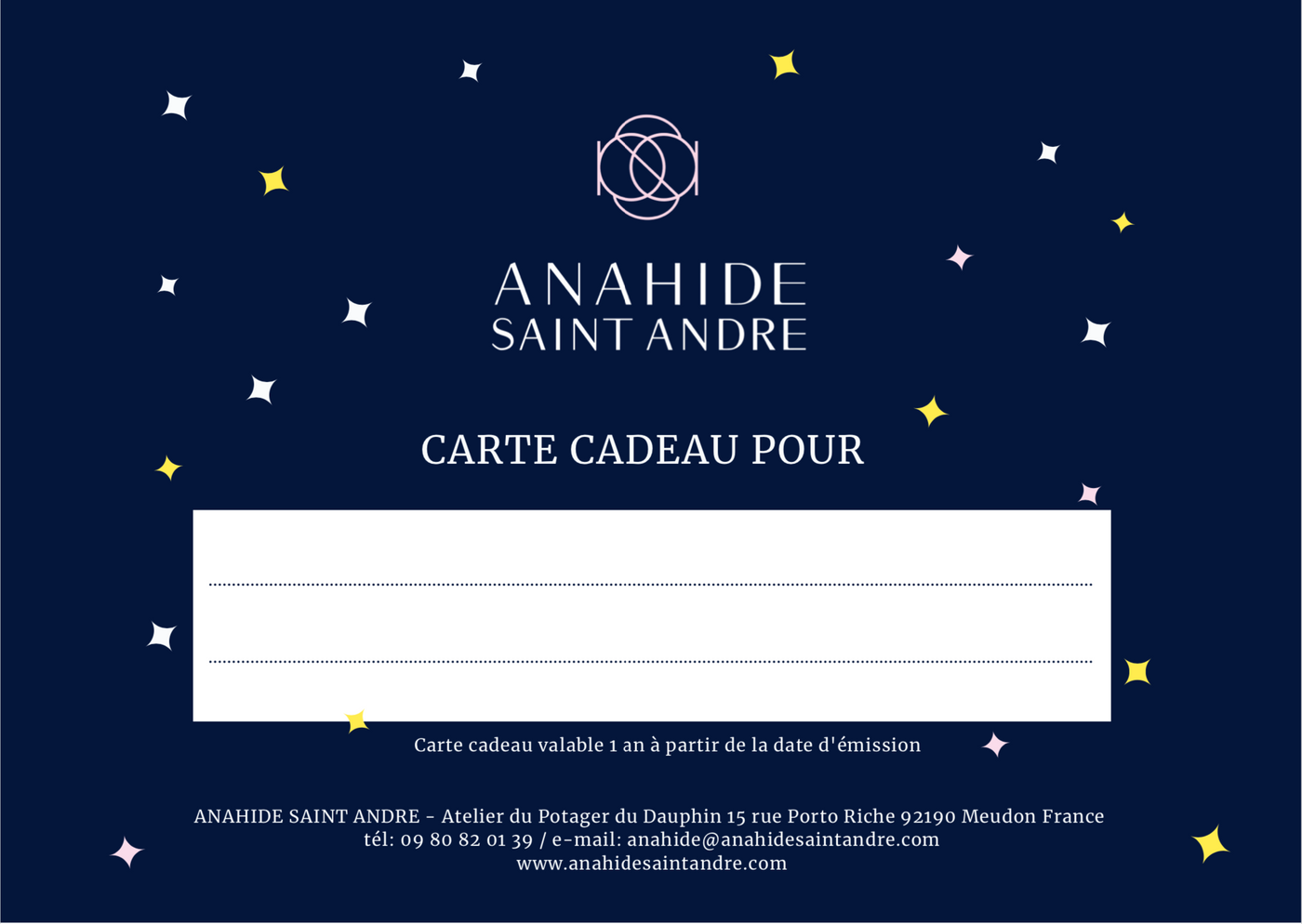 Anahide Saint André carte cadeau vestiaire femme