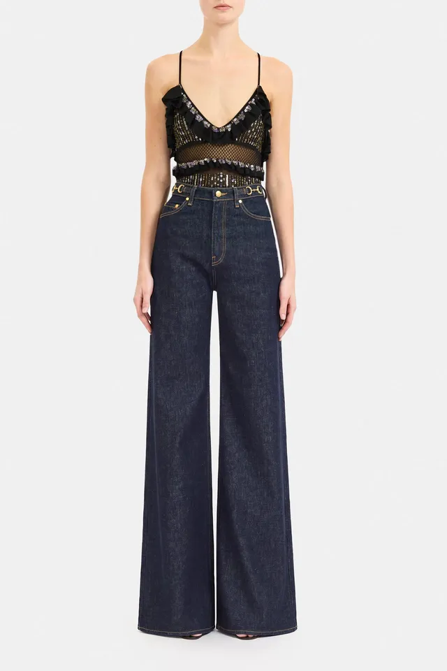 Ulla Johnson Nico Ruffle Knit Body Noir à volants