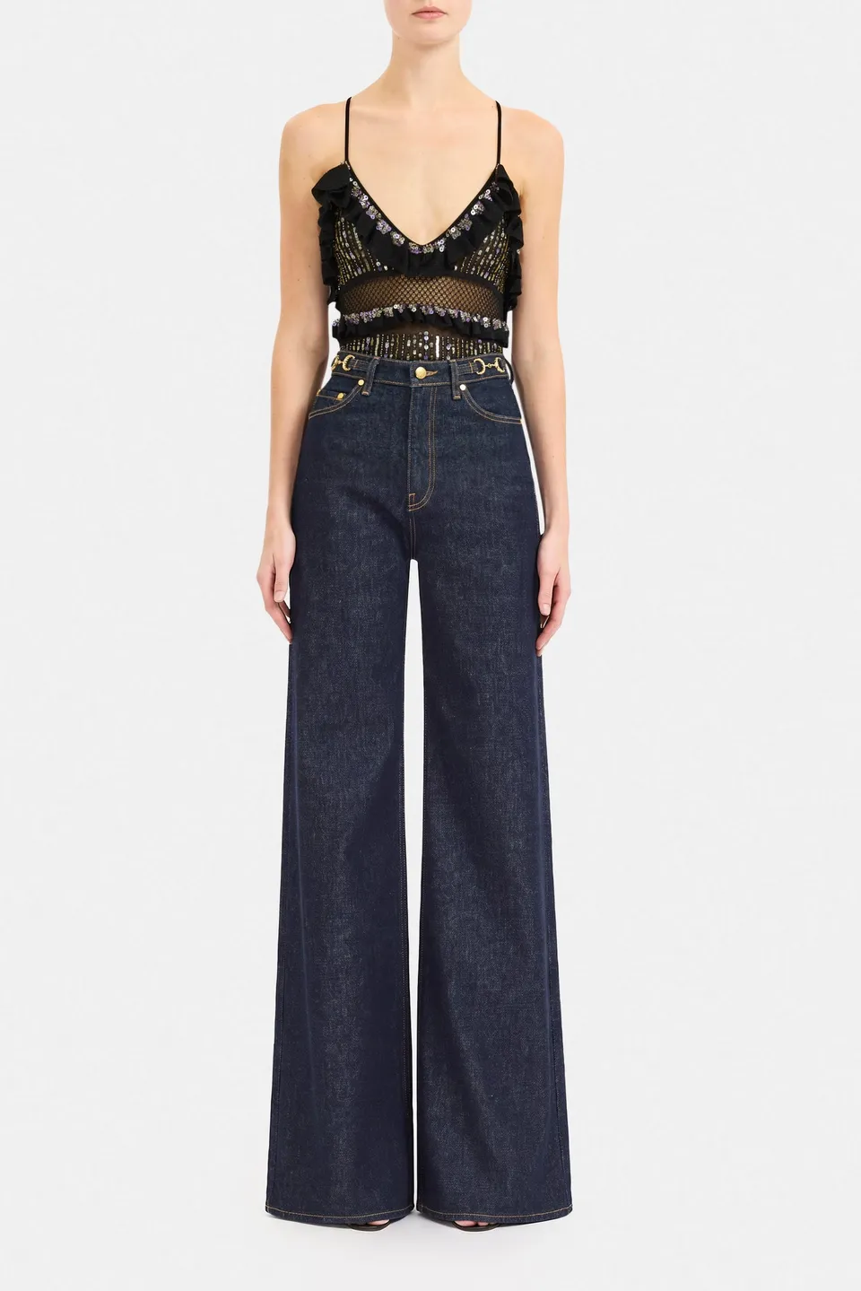 Ulla Johnson Nico Ruffle Knit Body Noir à volants