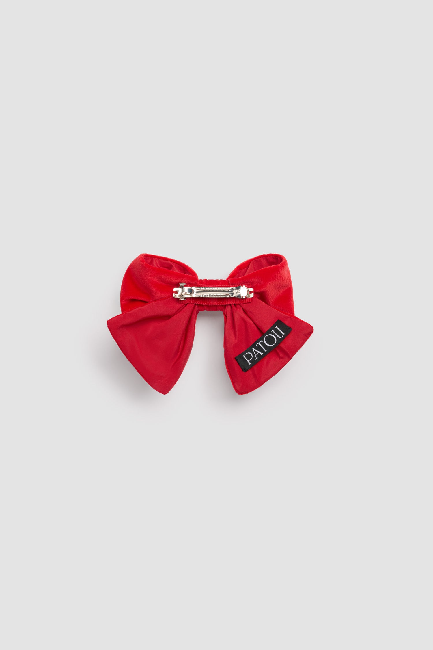 Patou AC110 barrette noeud velours coton rouge