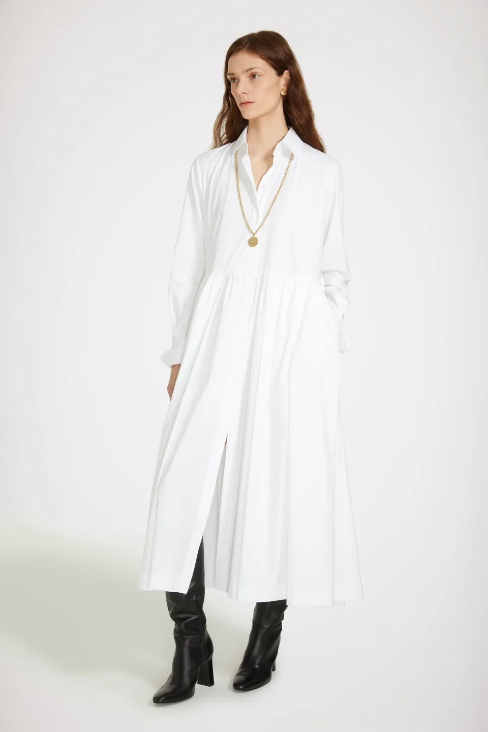 Patou Robe Chemise Midi Coton Bio Blanche 34-44