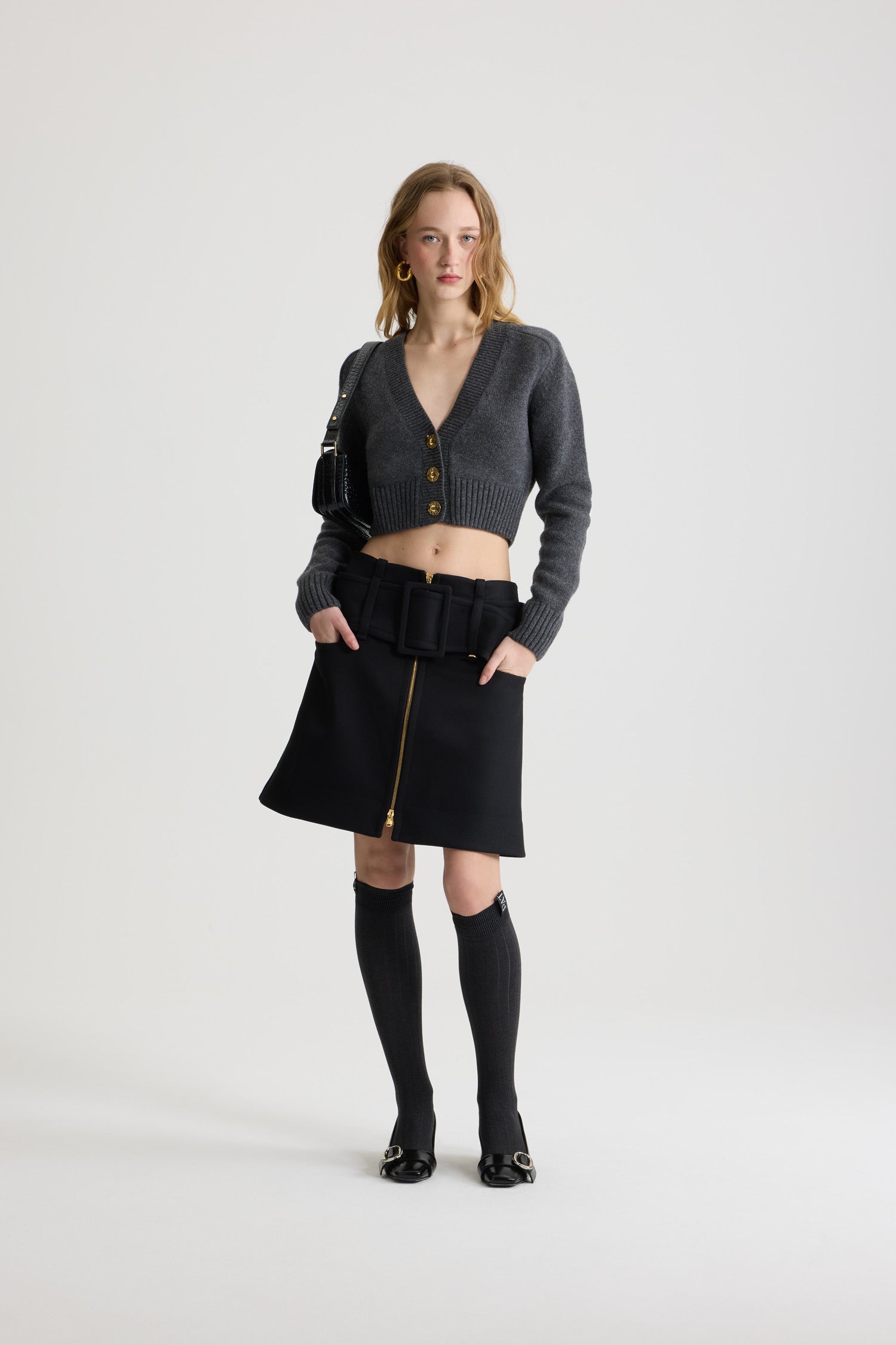 Patou KN277 cardigan court laine cachemire Mercury