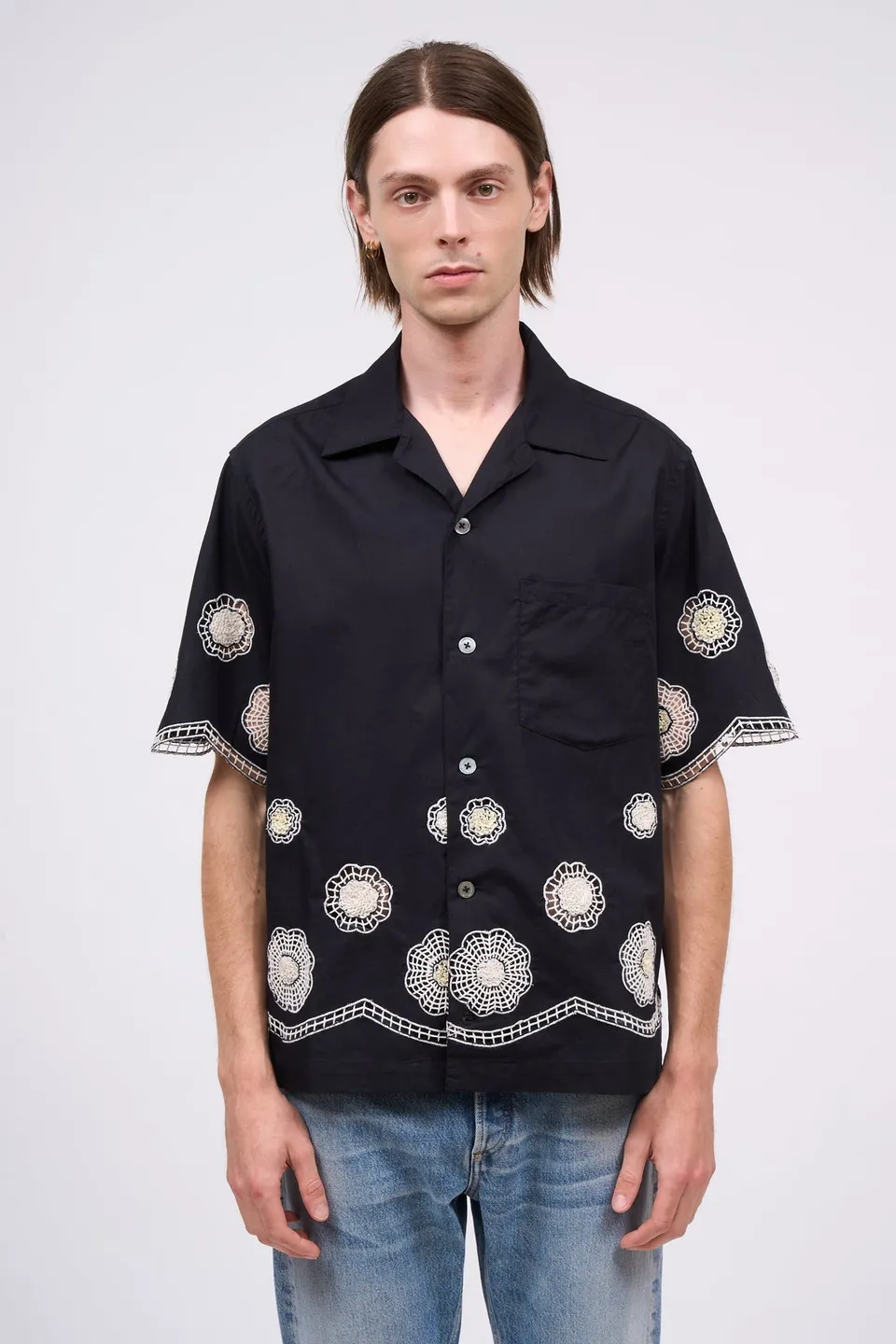 Paul & Joe Phoenix chemise coton brodée main manches courtes