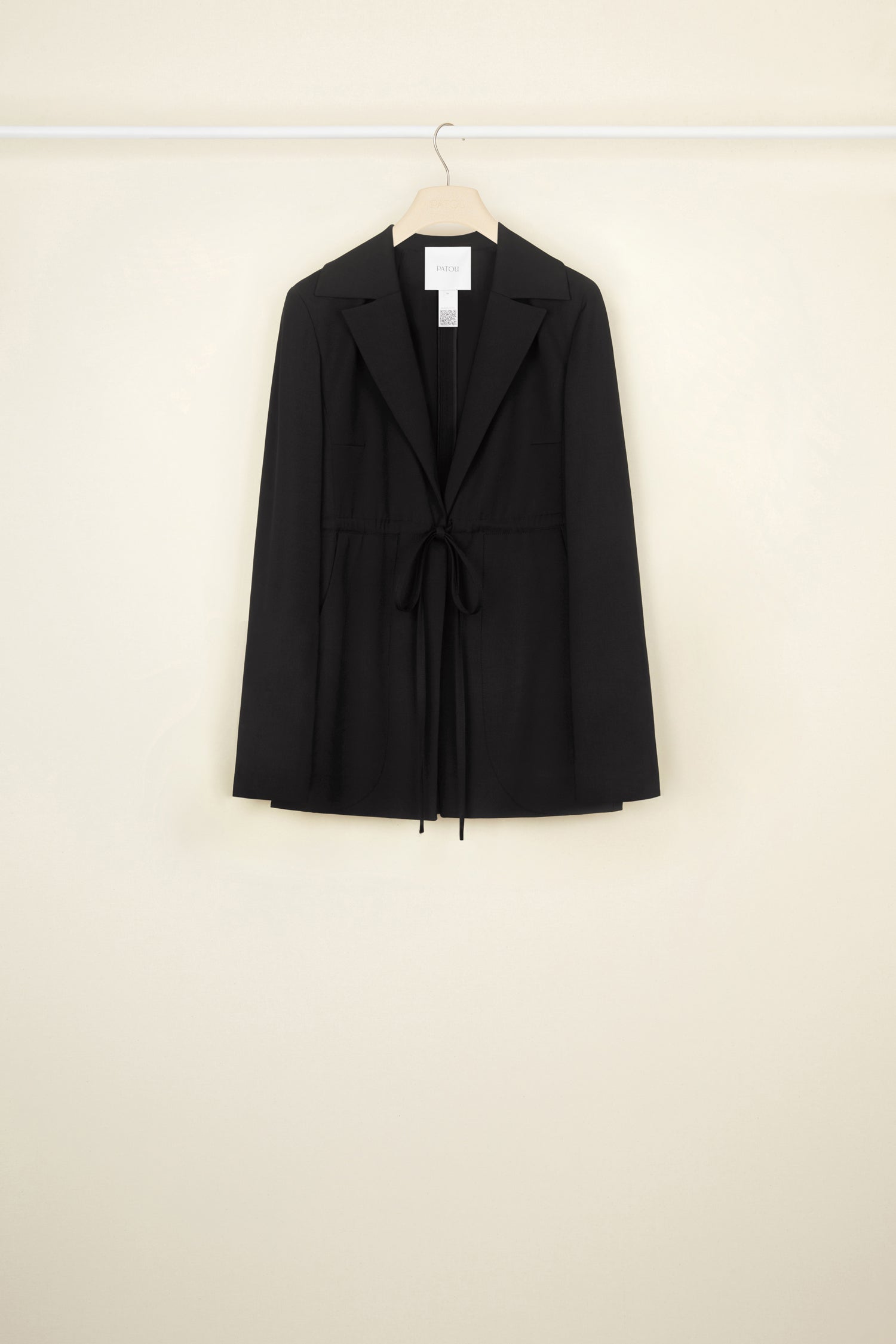 Patou Drawstring Veste Laine Noire Cordon Taille