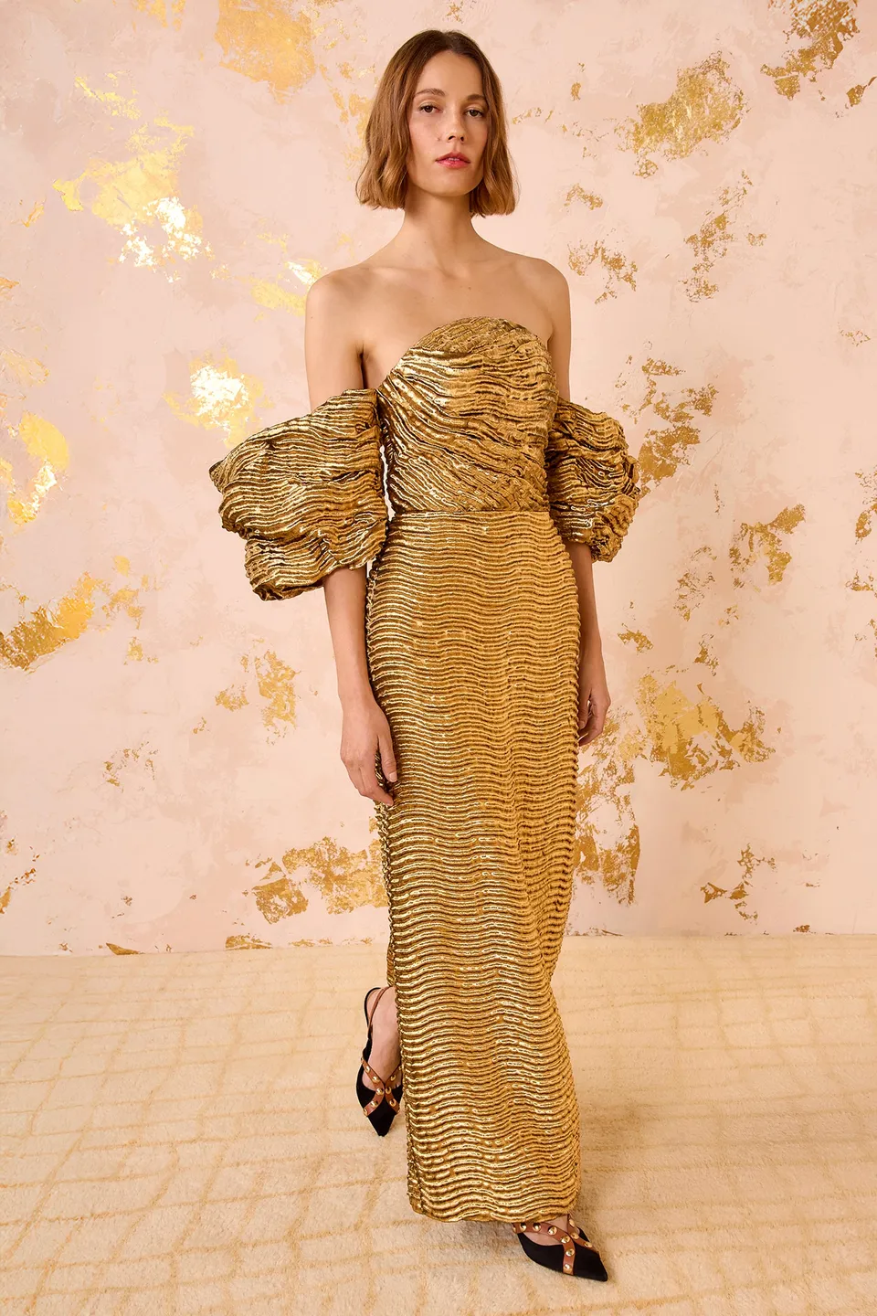 Ulla Johnson Nisha robe longue Oro or métallique bustier
