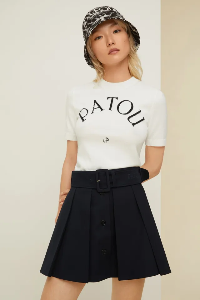 Patou SK024 mini jupe plissée coton bleu nuit