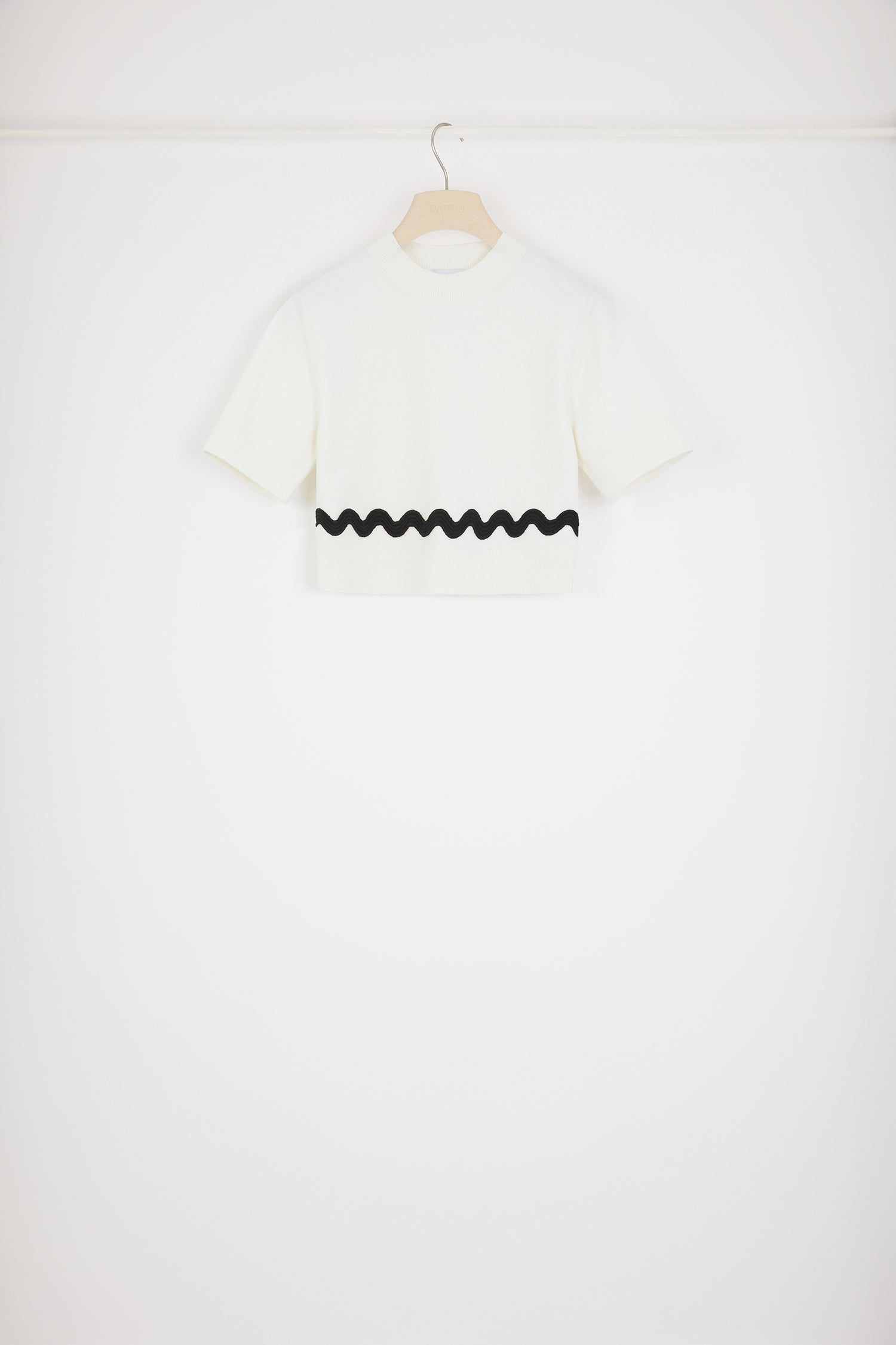 Patou P24KN1778072001W pull mérinos Blanc vague cropped