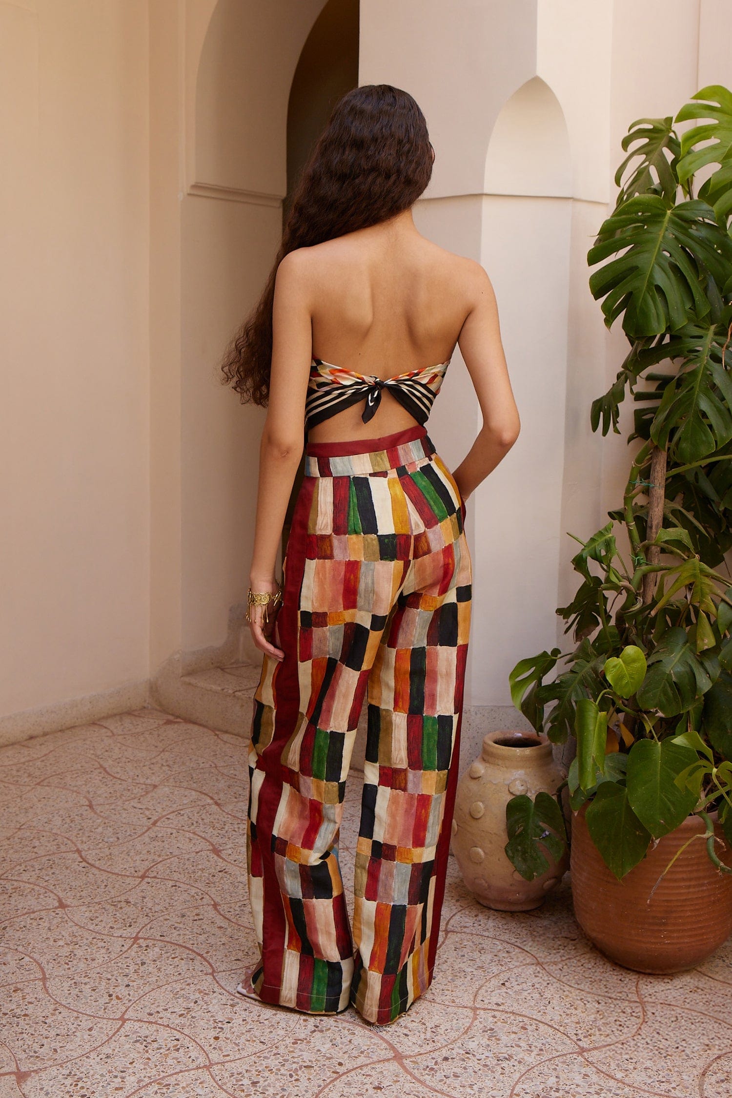Alemais Marjorelle pantalon lin soie imprimé