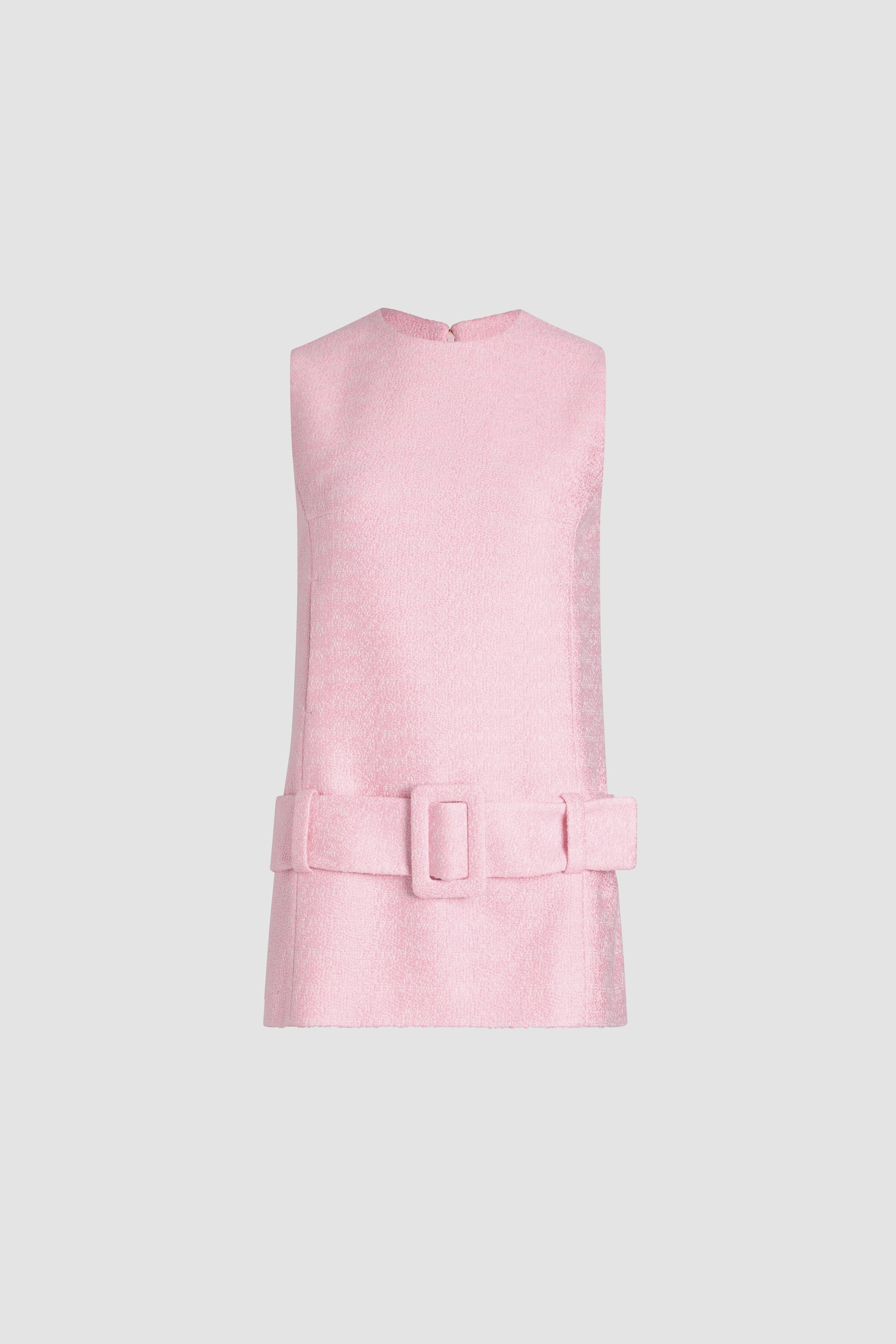 Patou DR160 robe tweed coton rose ceinture mini