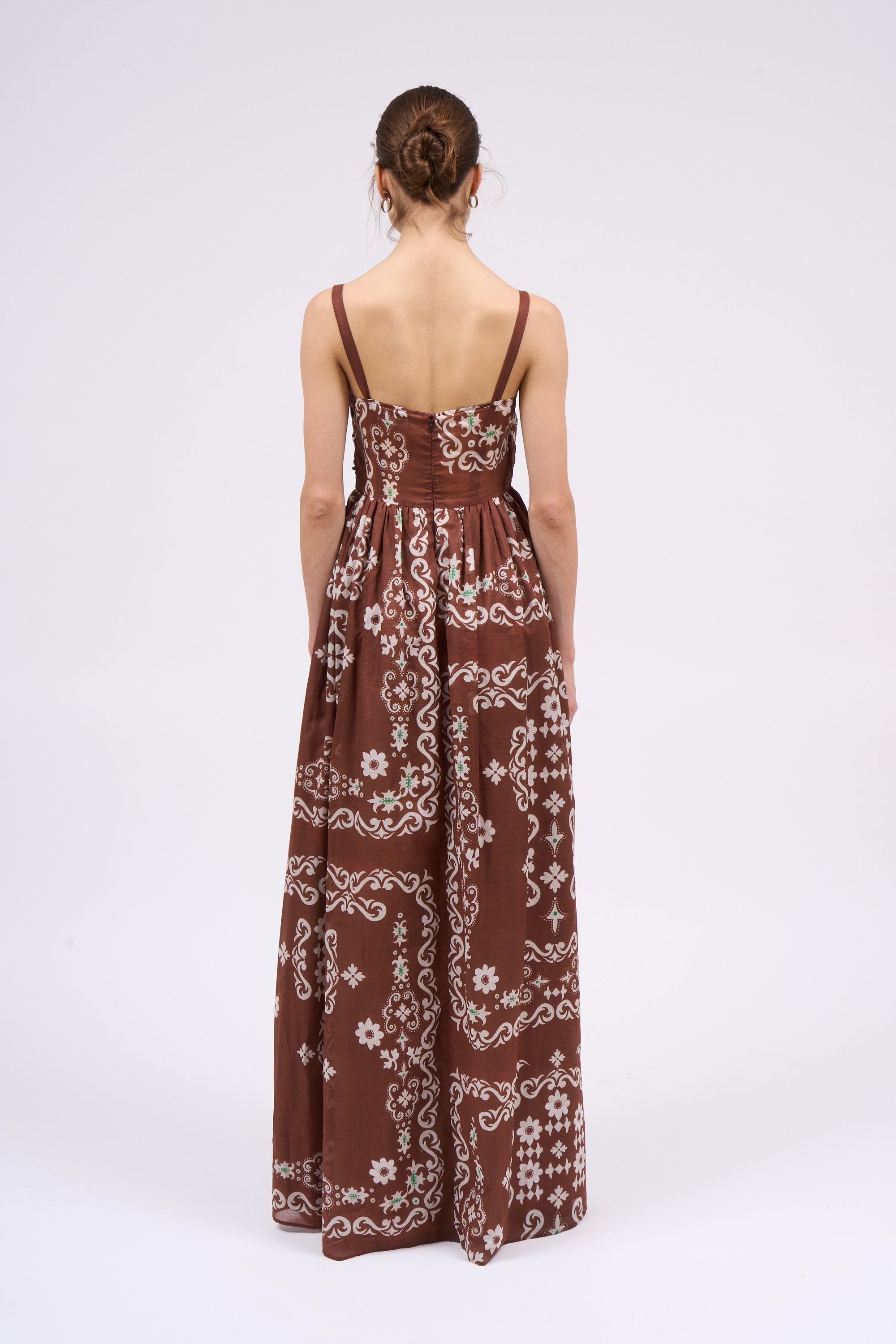 Paul & Joe Sumatra robe longue coton imprimé marron 36